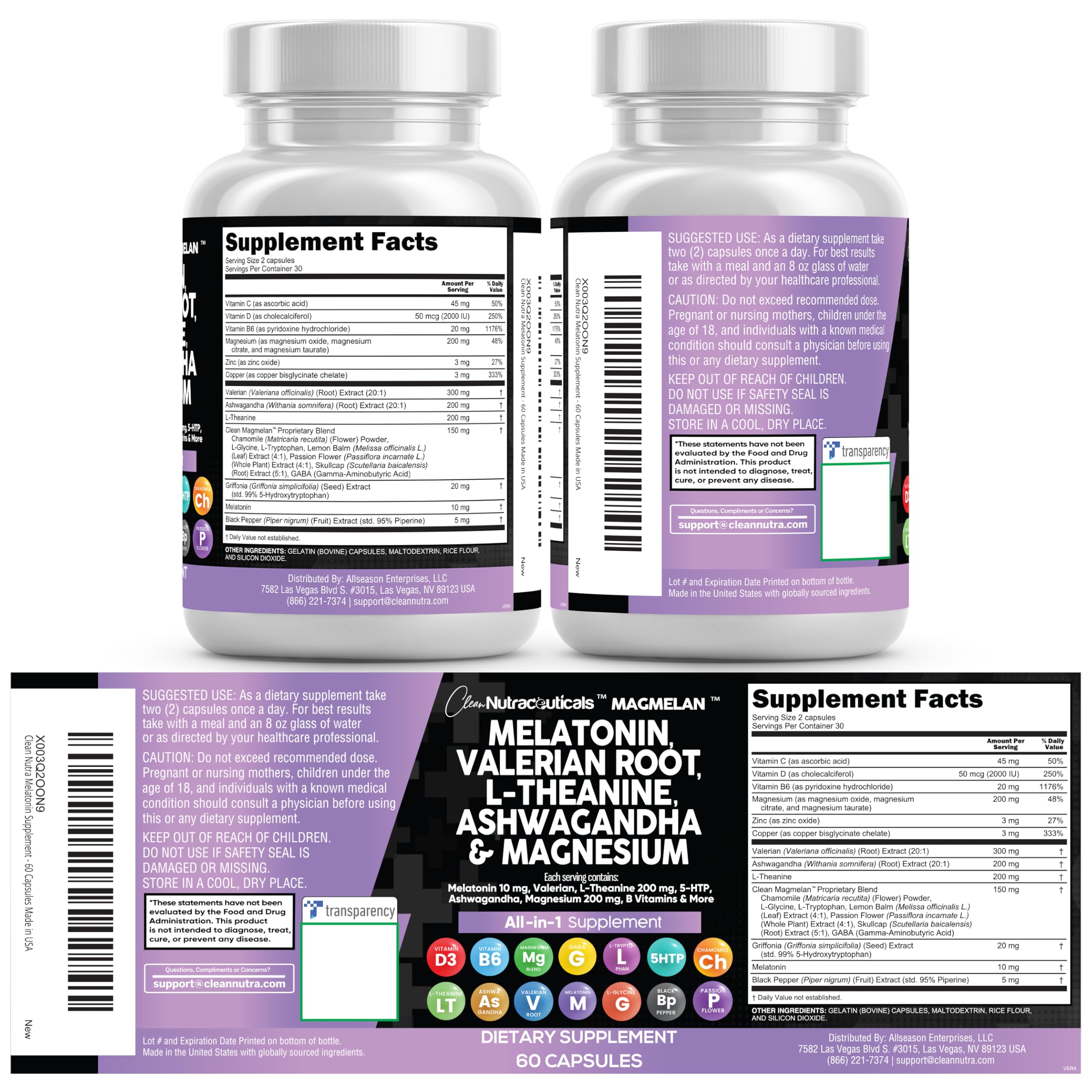 Clean Nutraceuticals Melatonin Sleep Support with L-Theanine

