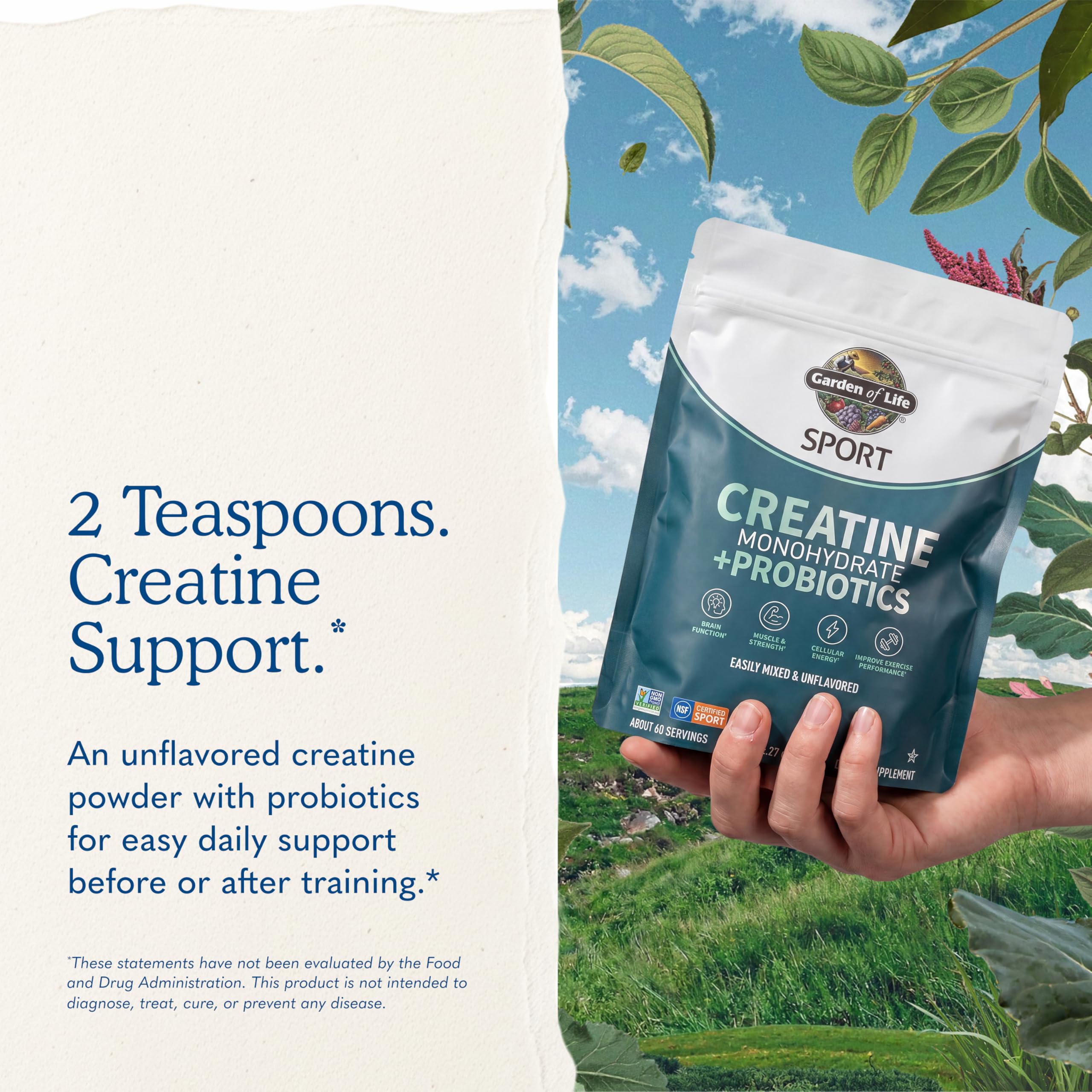 Garden of Life SPORT Creatine Monohydrate Powder Probiotics

