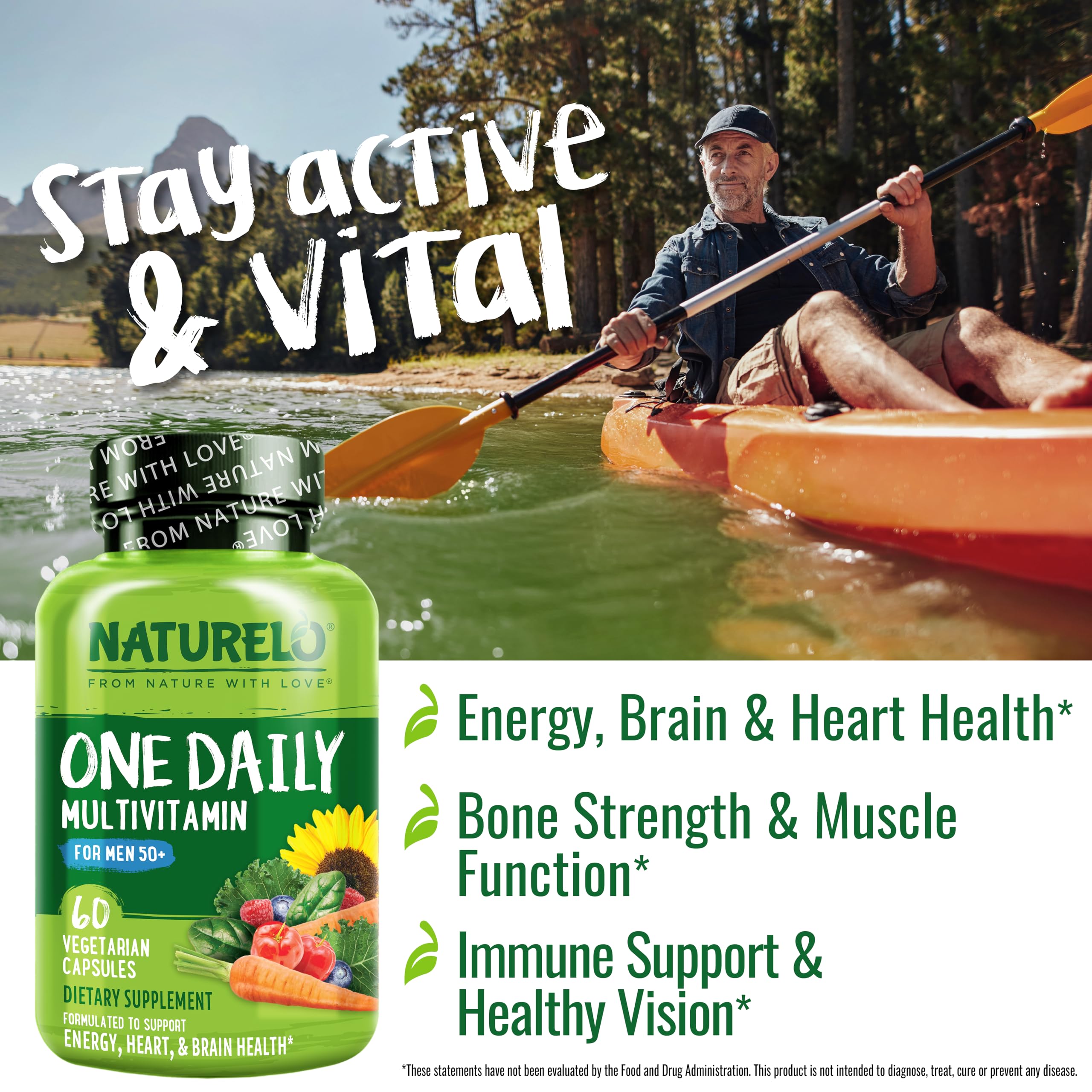 Naturelo Men’s Multivitamin 50+ Plant-Based | Non-GMO

