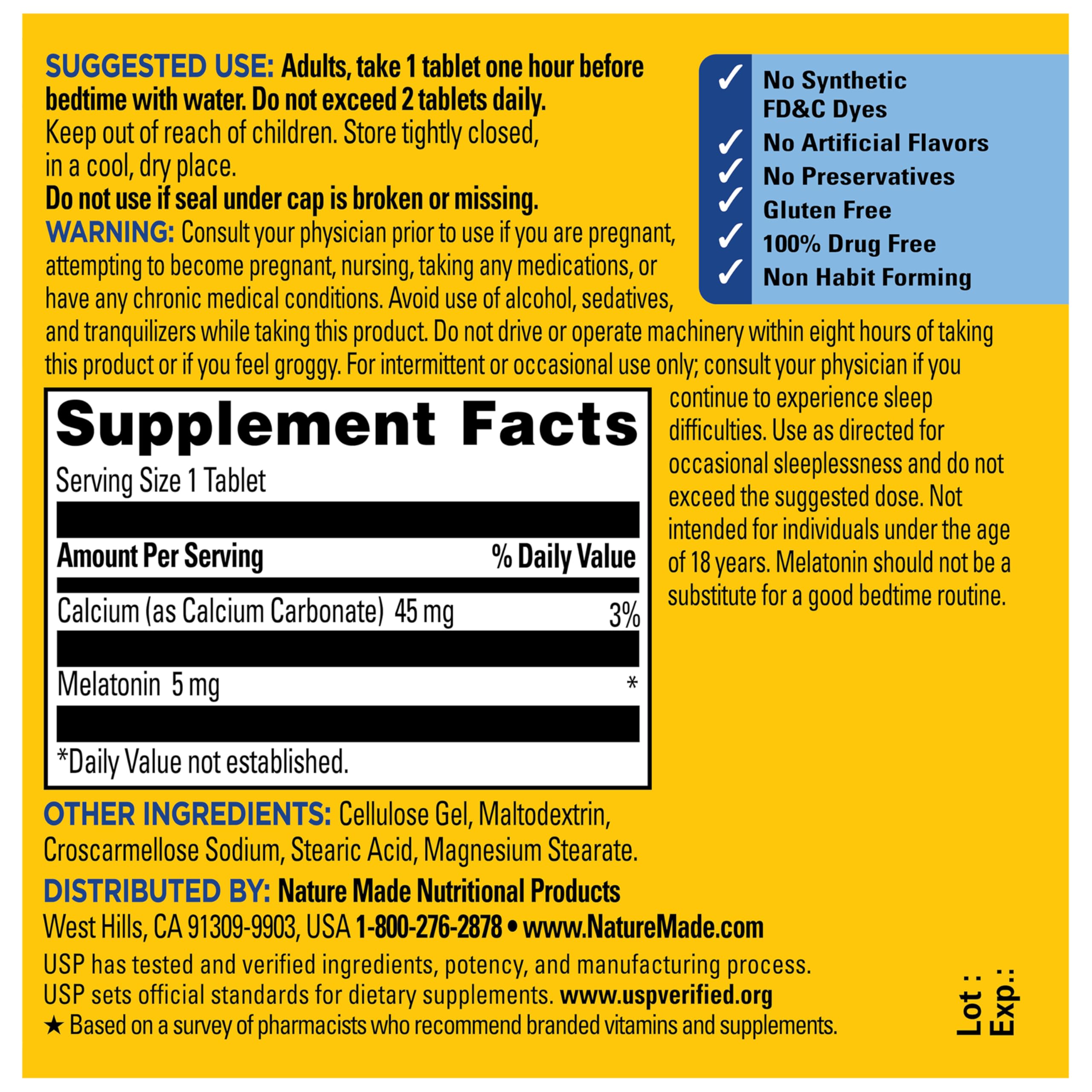 Nature Made Melatonin 5 mg Extra Strength Sleep Aid

