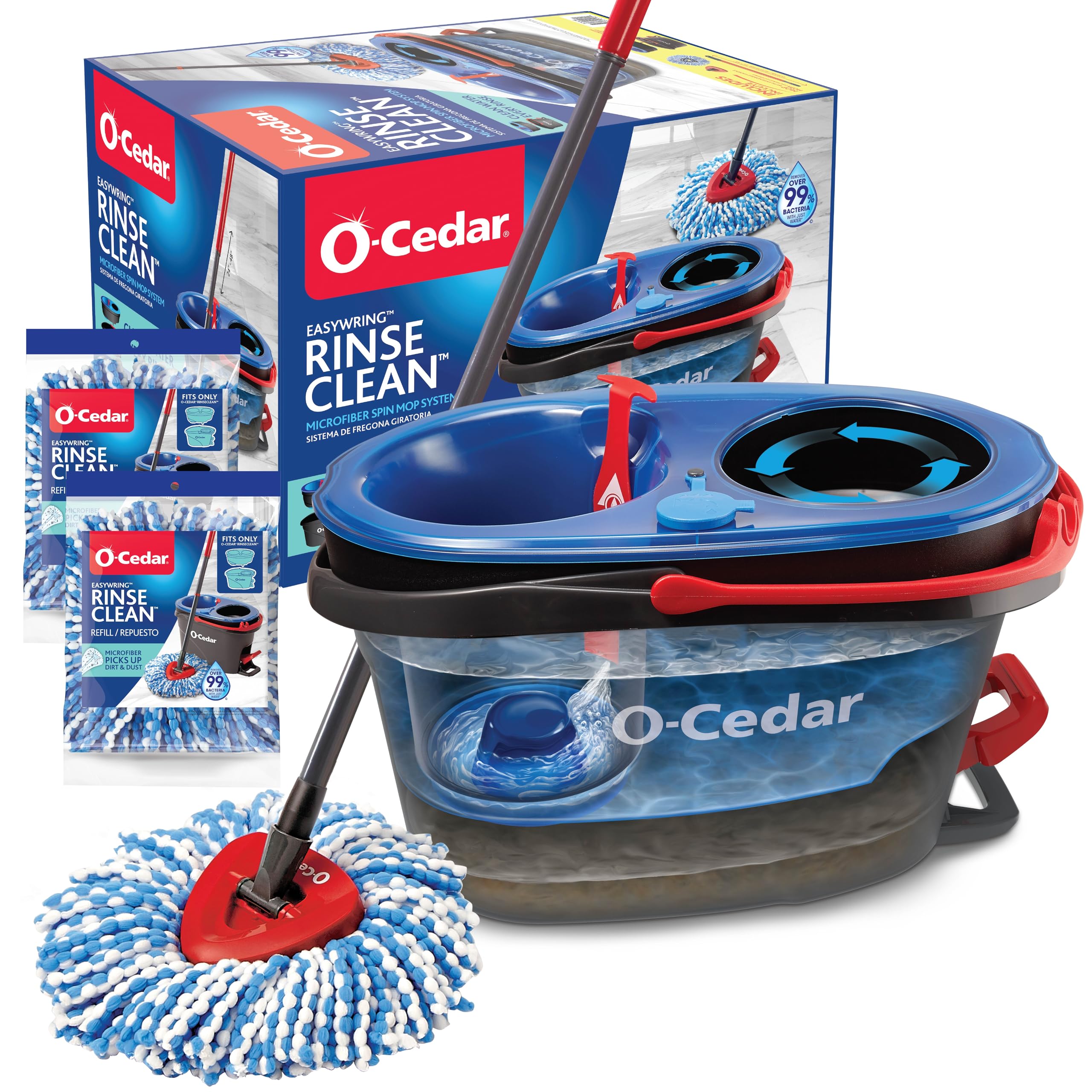 O-Cedar RinseClean Spin Mop & Bucket System | Clean Water Floors


