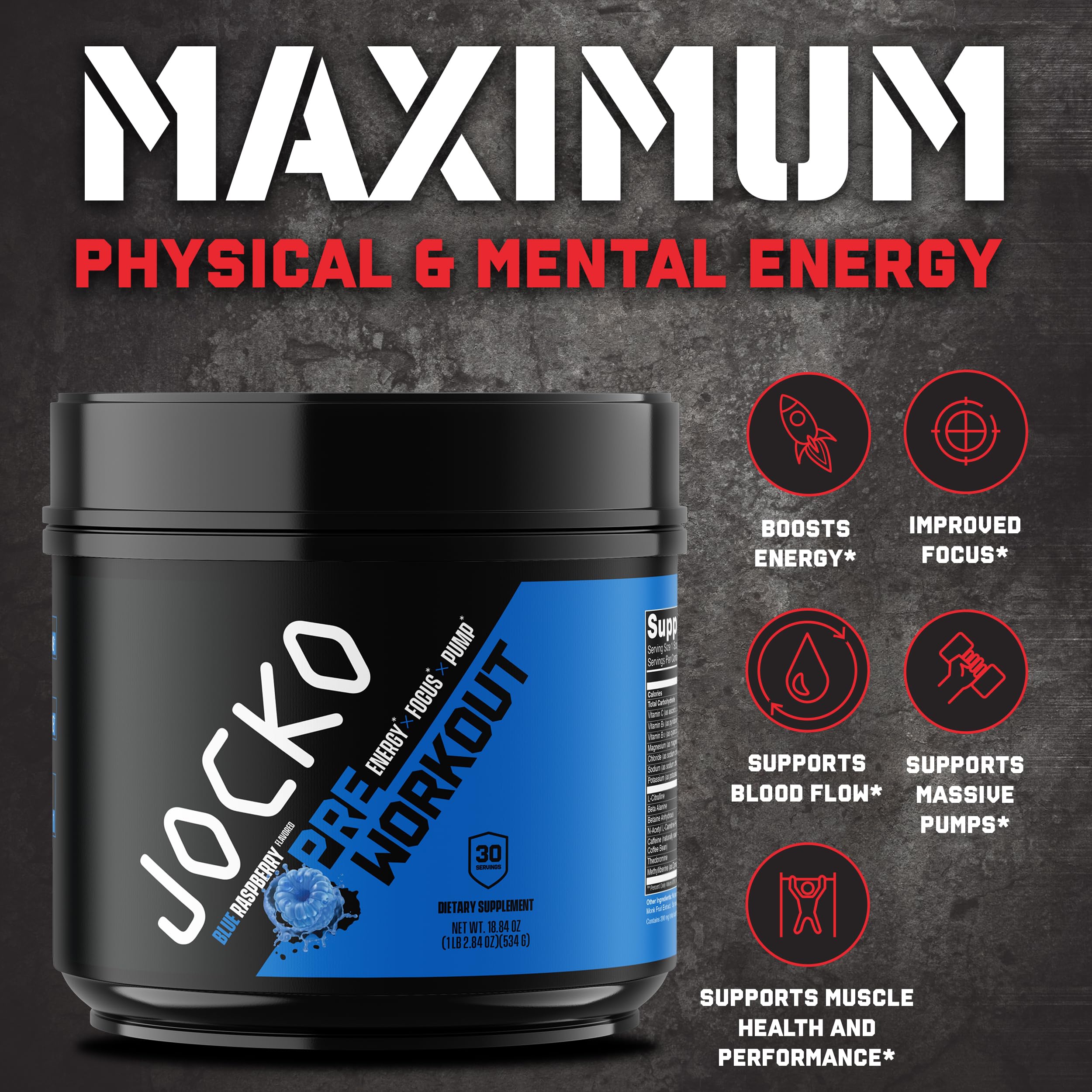 Jocko Fuel Pre Workout Powder - Sugar-Free Nootropic Energy

