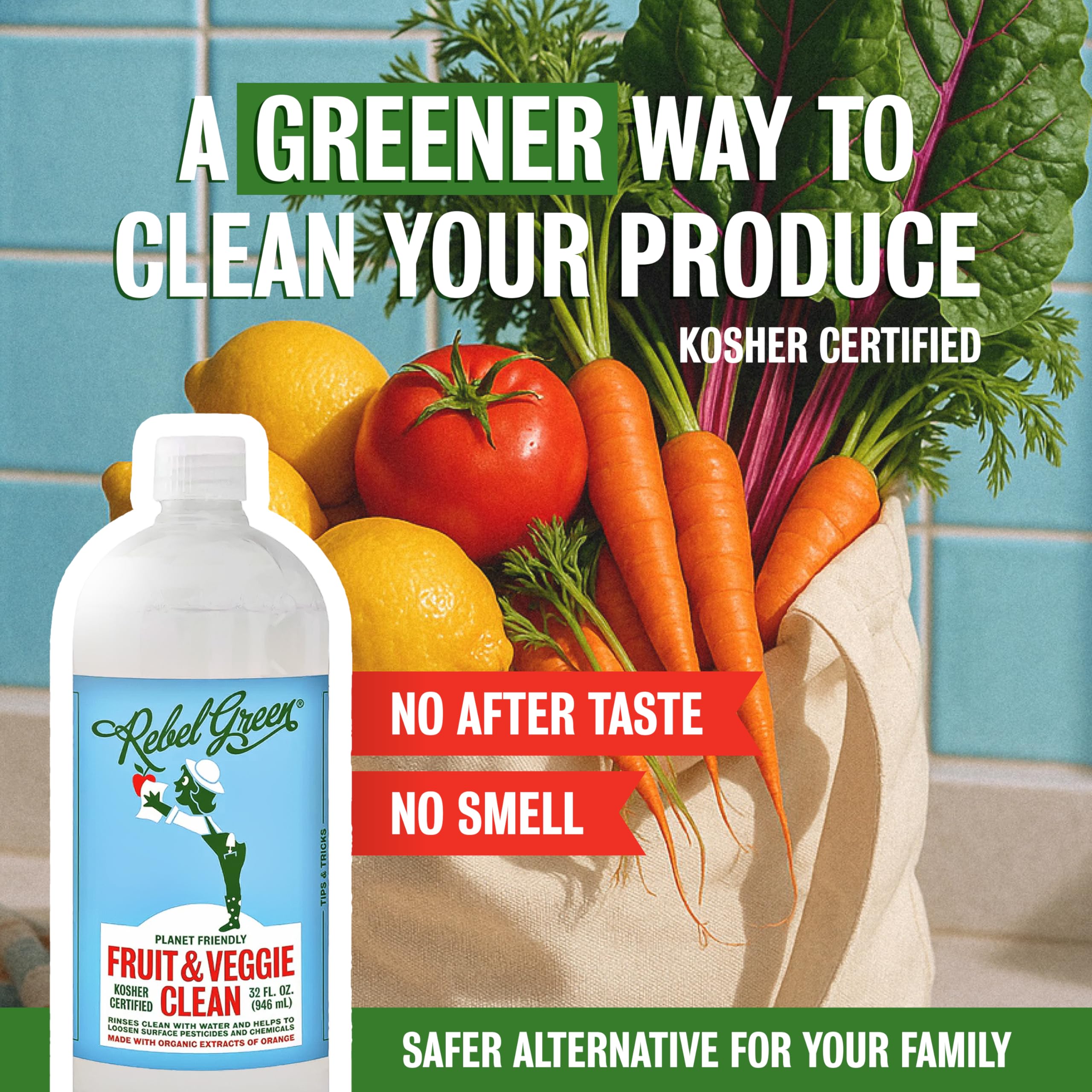 Rebel Green Fruit & Veggie Clean | Plant-Based Produce Wash

