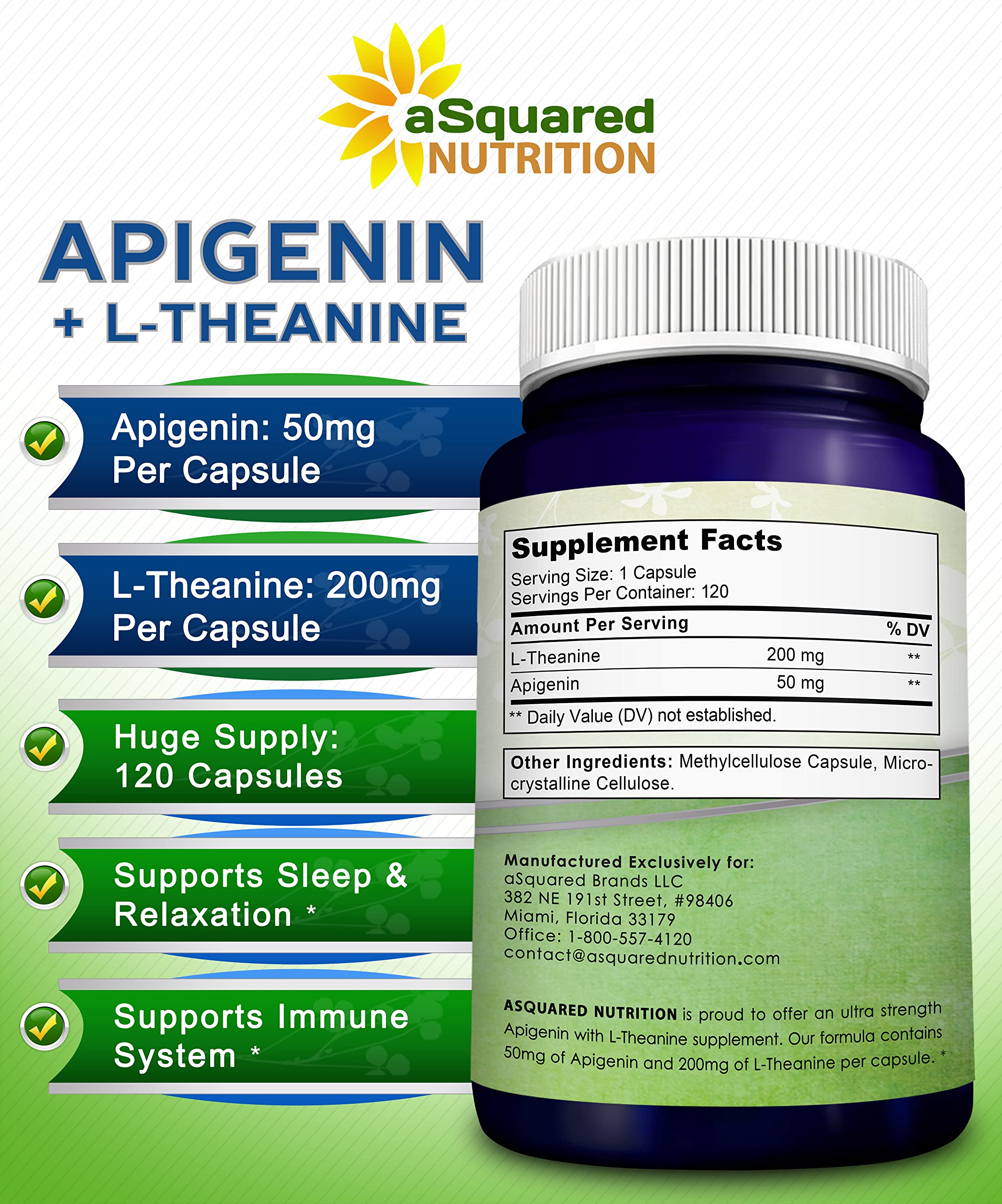 aSquared Nutrition Apigenin & L-Theanine Sleep Support


