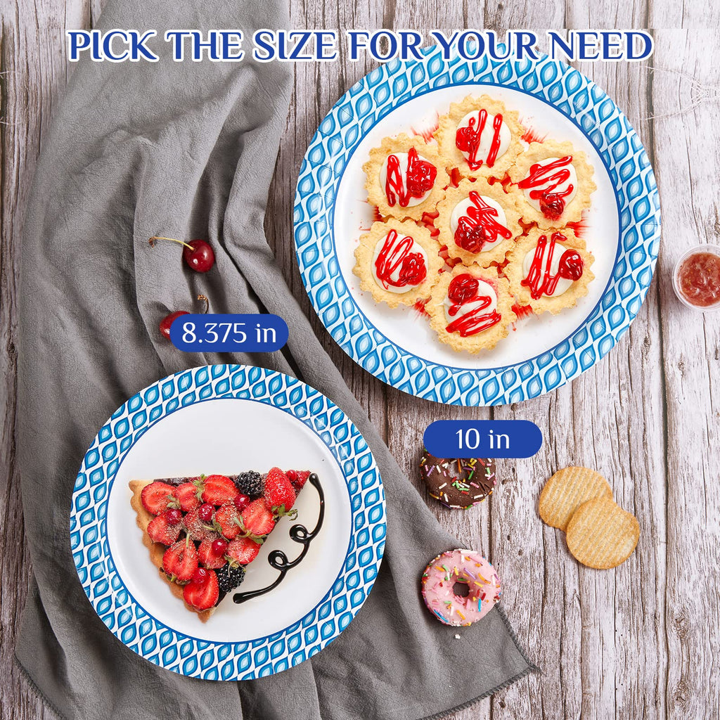 MUCHII 8.375 Inch Disposable Paper Plates - Soak-Proof

