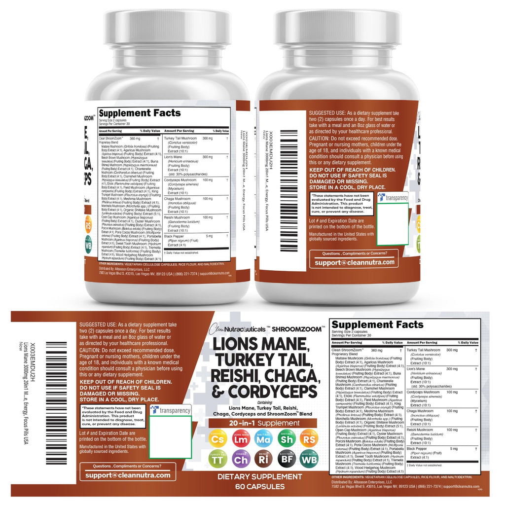 Clean Nutraceuticals Mushroom Complex with Lions Mane

