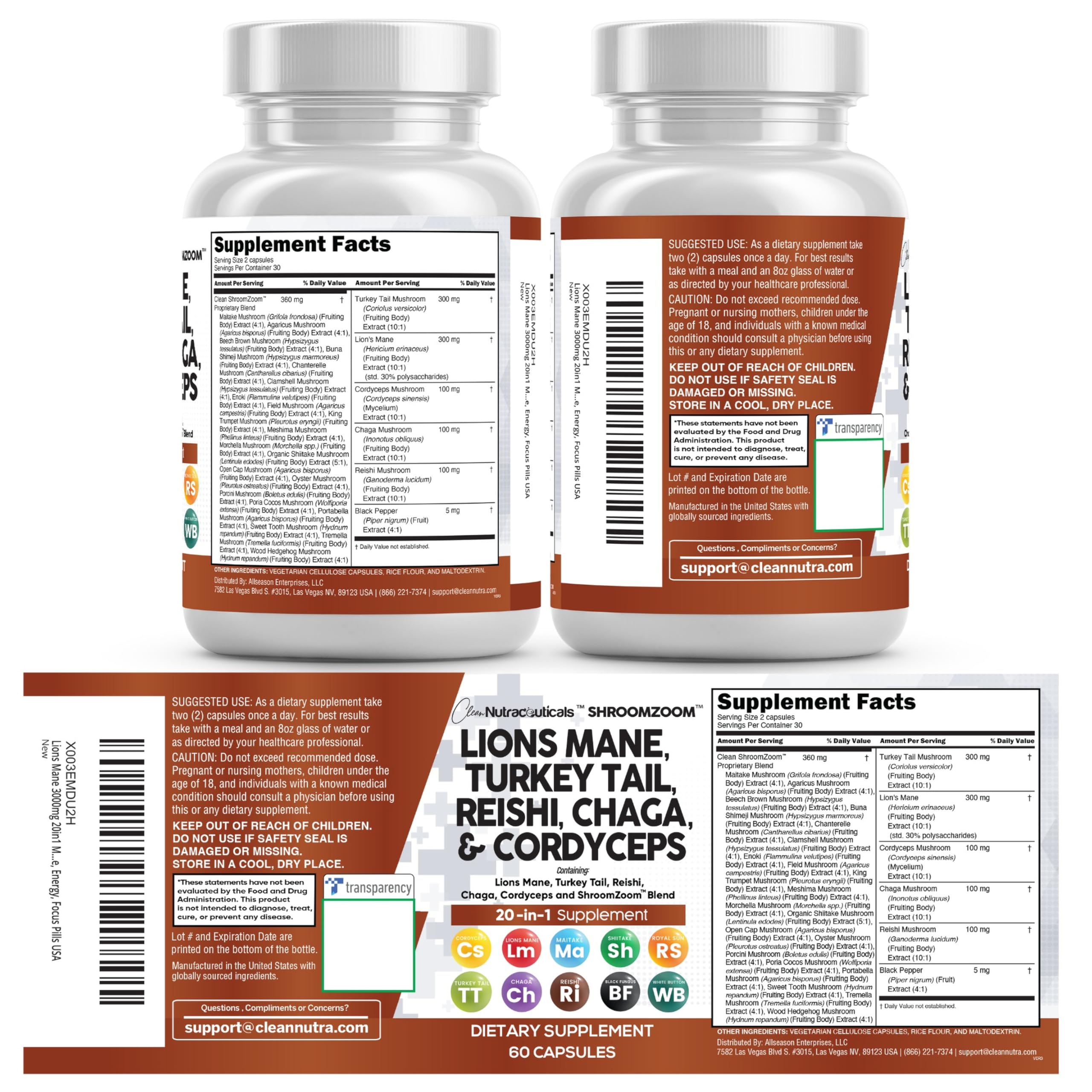 Clean Nutraceuticals Mushroom Complex with Lions Mane

