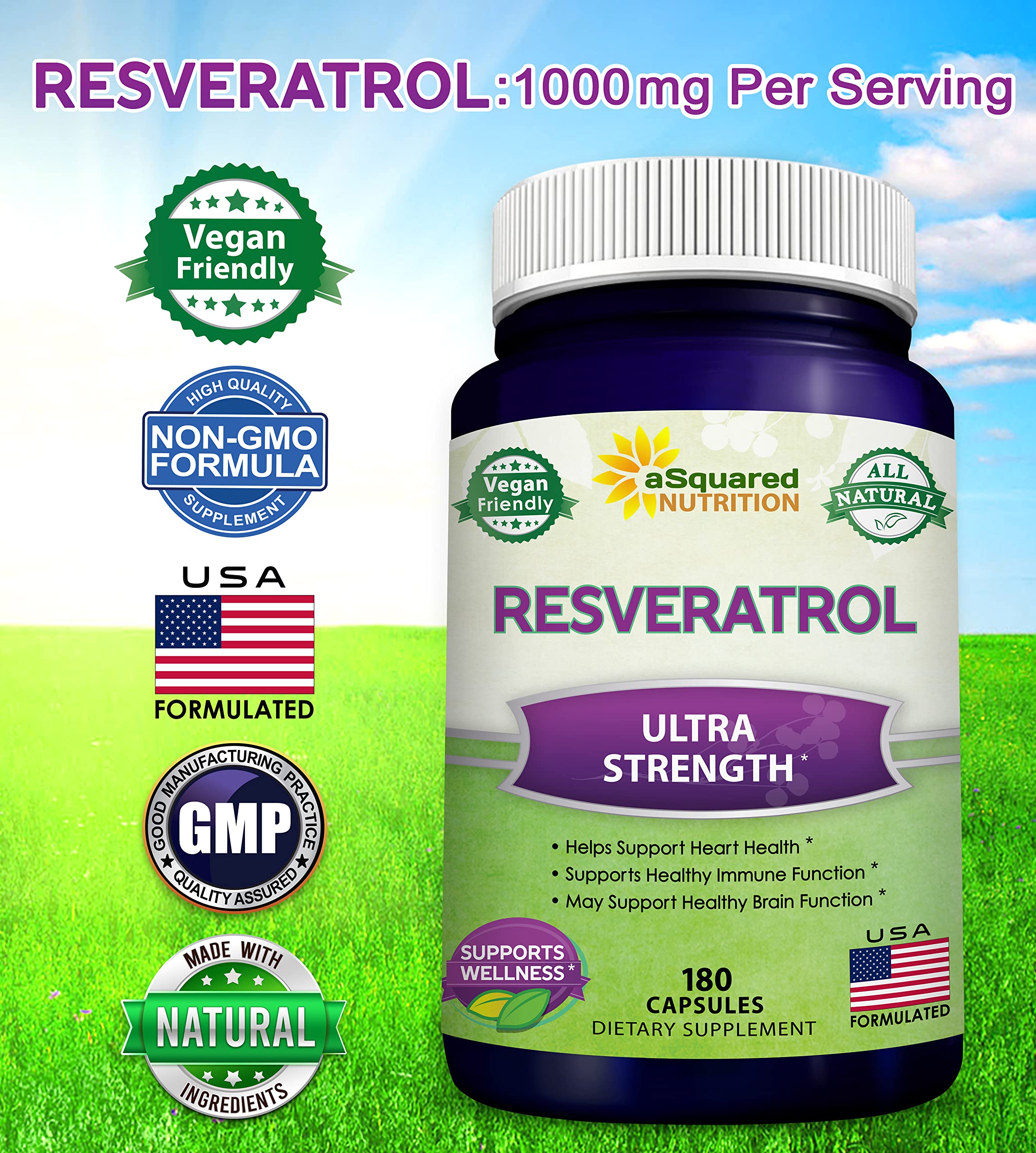 Resveratrol Capsule Dietary Supplement - 100% Natural

