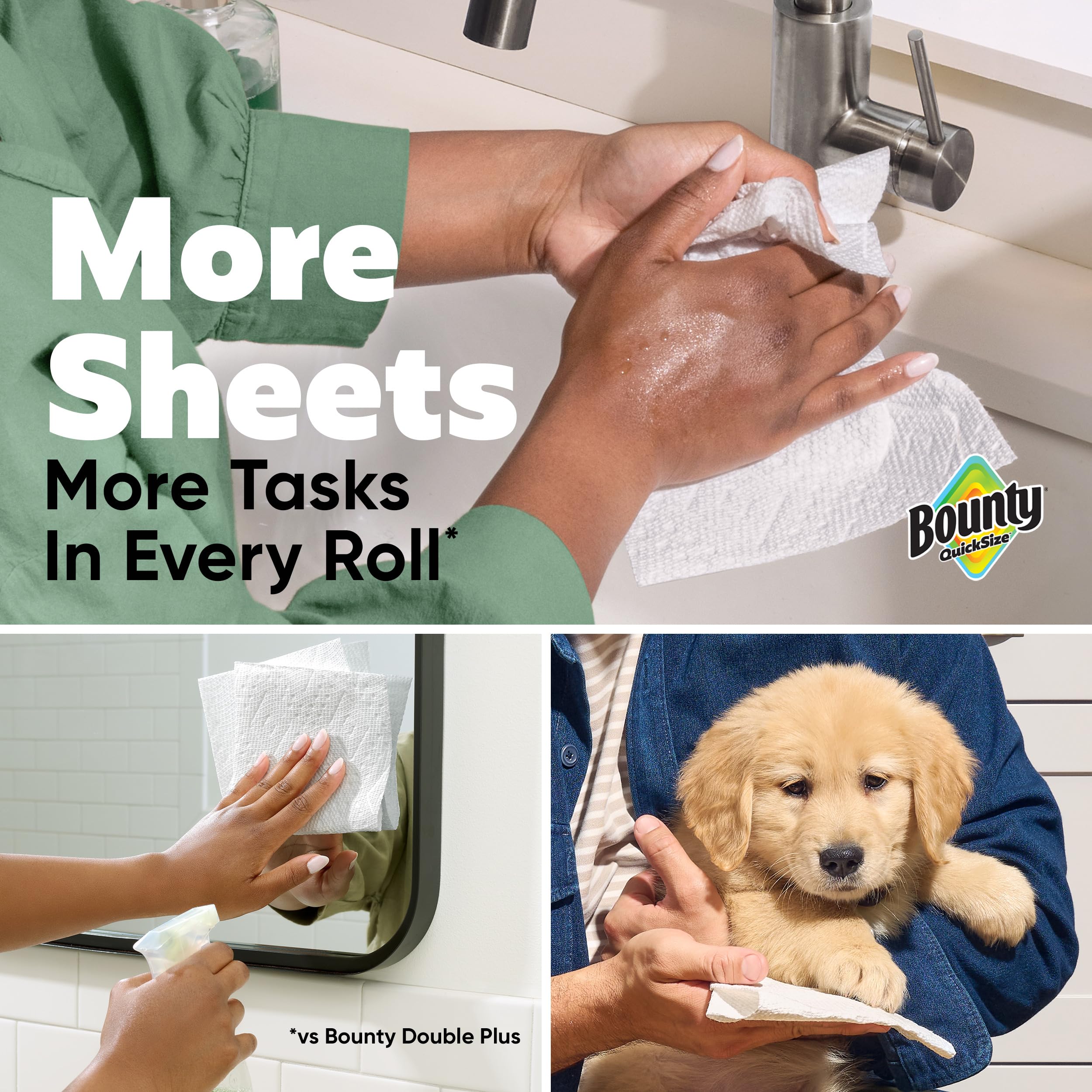 Bounty White Paper Towels | Highly Absorbent Diamond Texture

