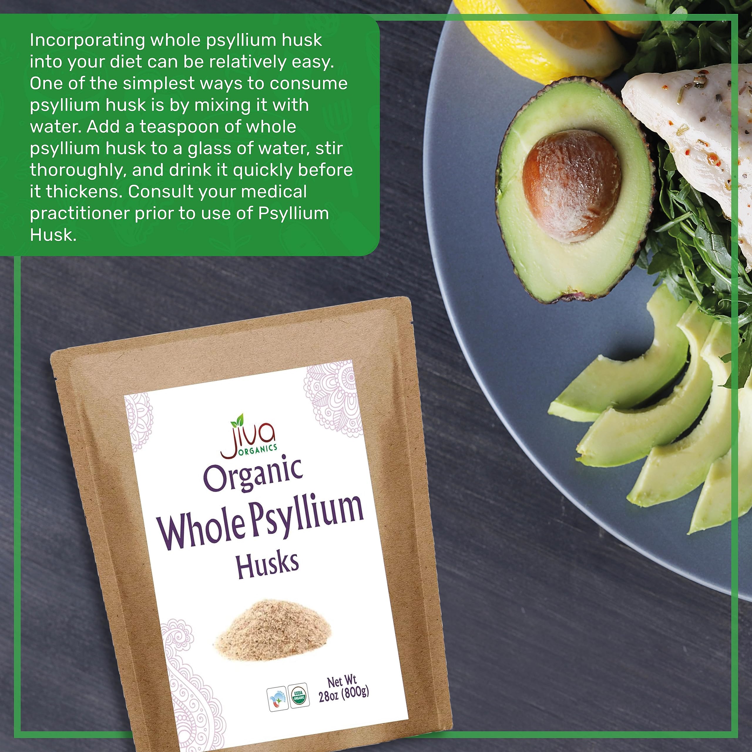 Psyllium Husk Isabgol by Jiva Organics - Organic Non-GMO

