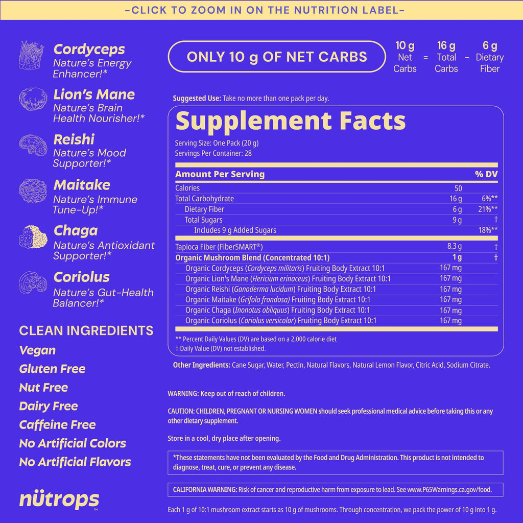Grüns Nutrops Mushroom Gummies for Brain Health

