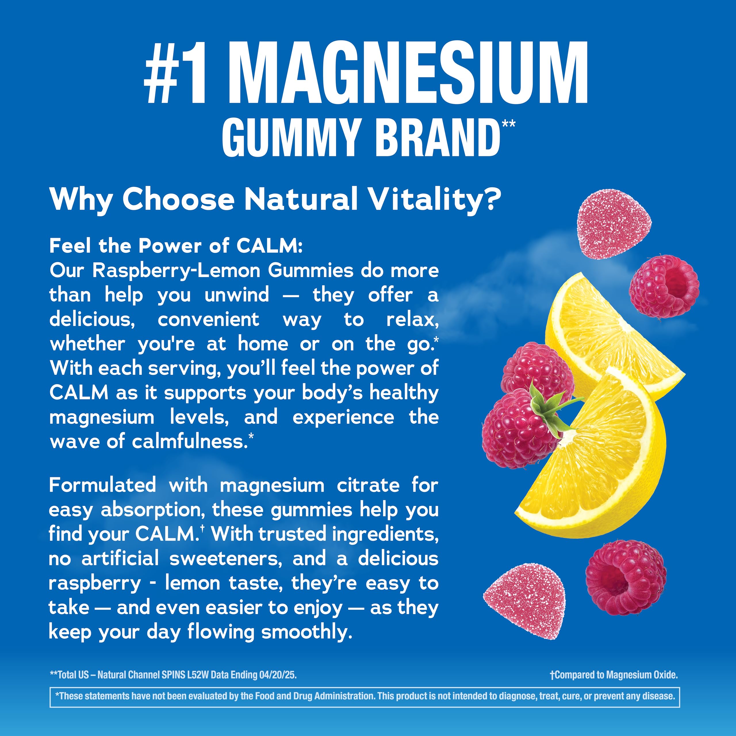 Natural Vitality CALM Magnesium Gummies - Vegan Gluten-Free

