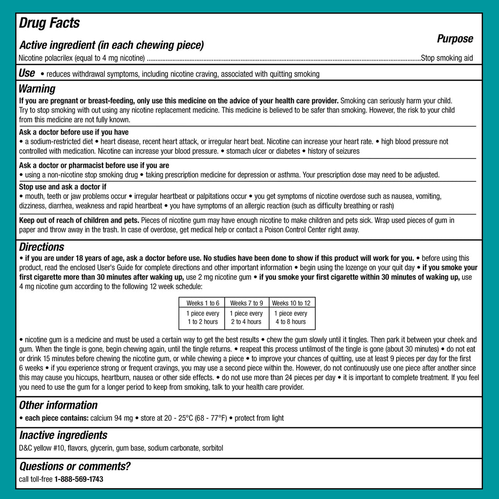 Nicorette Nicotine Gum 4 mg Stop Smoking Aid

