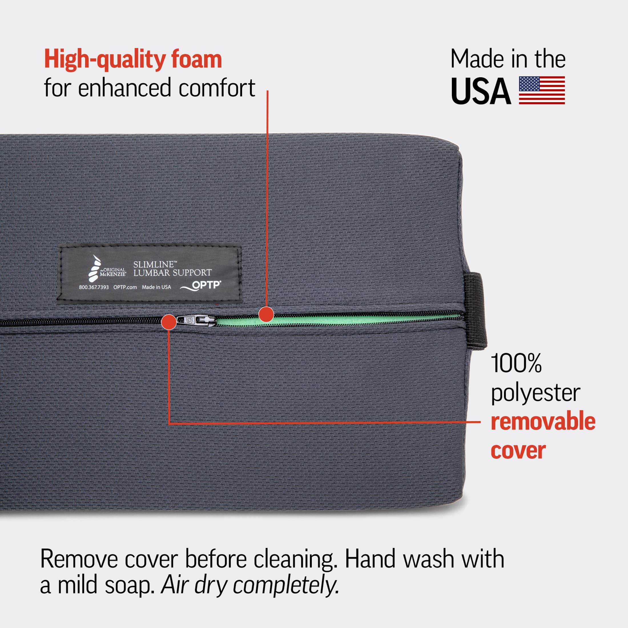 OPTP McKenzie Slimline Lumbar Support Back Pillow

