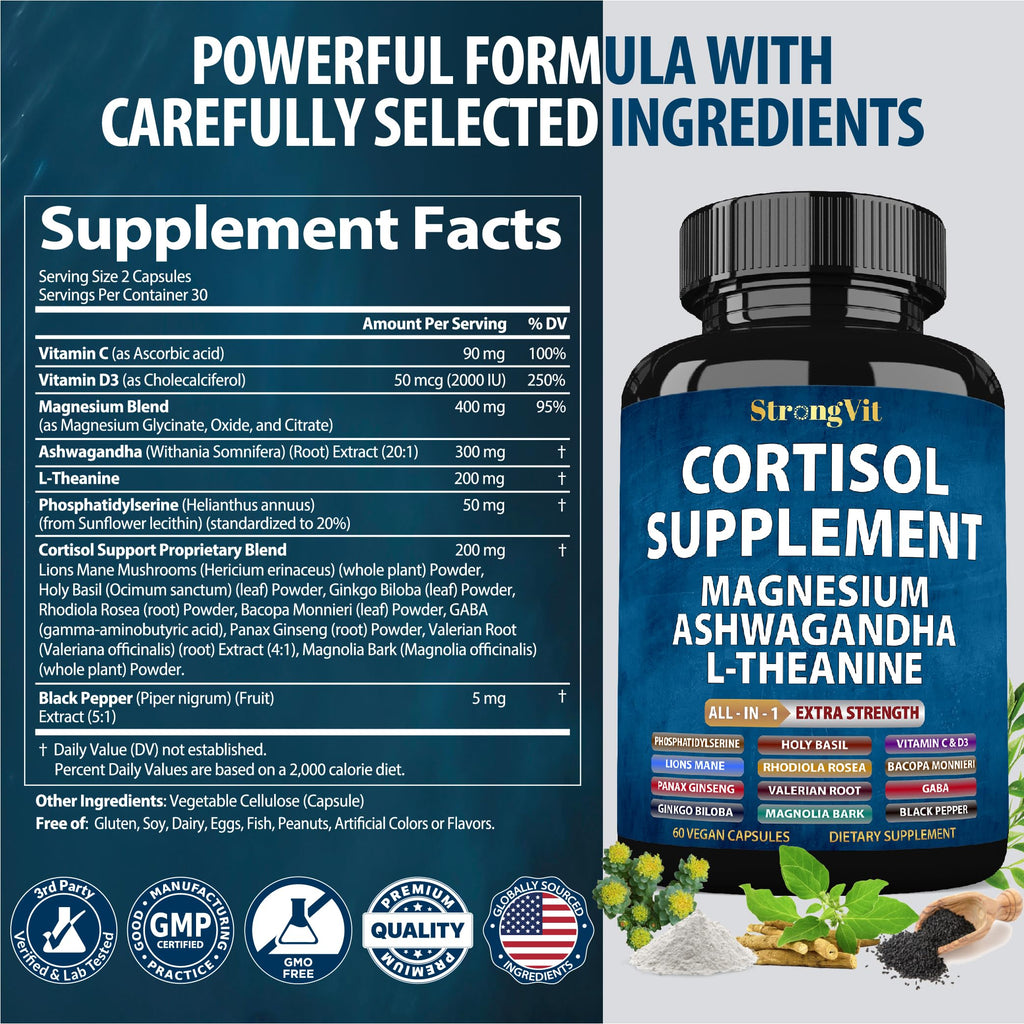 StrongVit Cortisol Support Supplement with Magnesium

