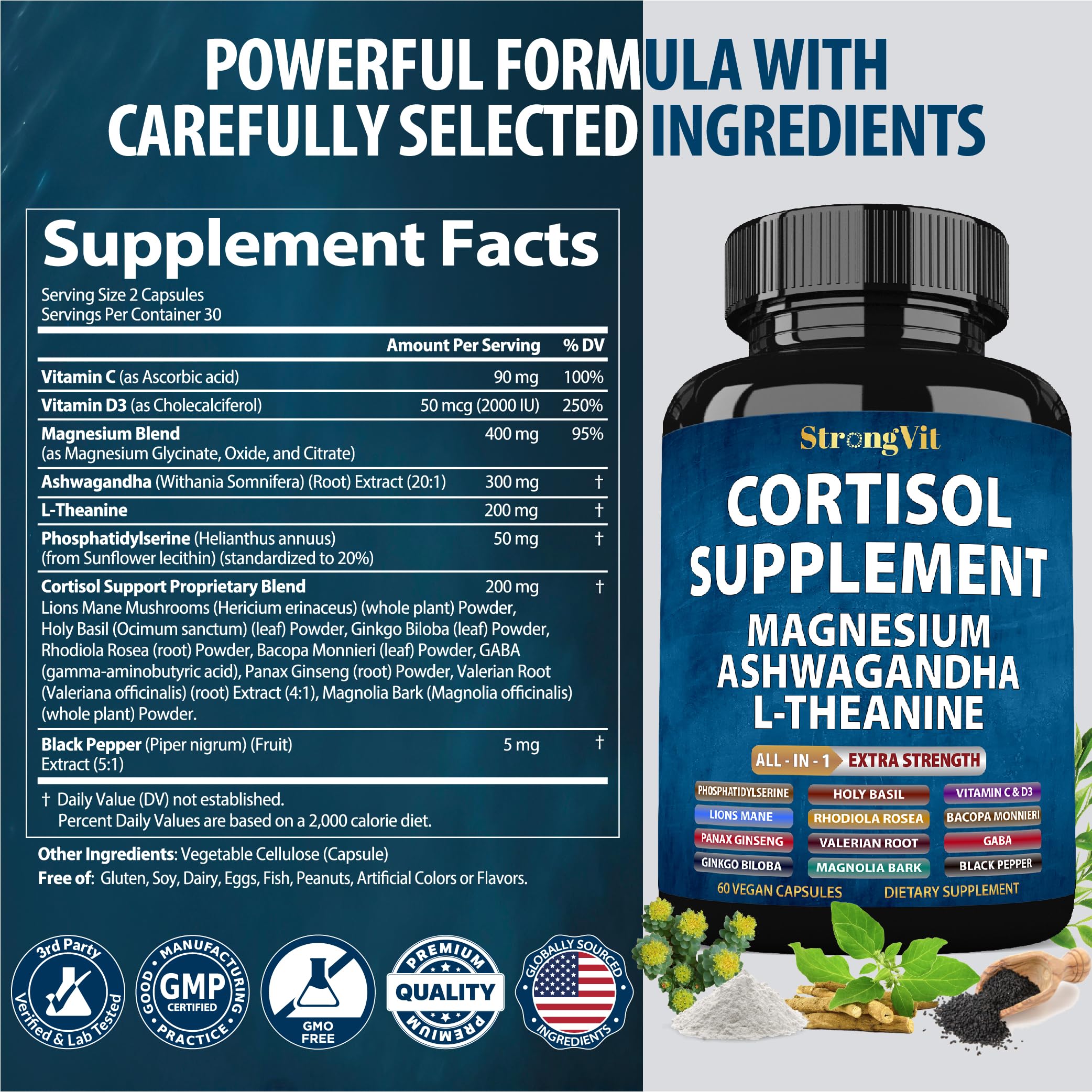 StrongVit Cortisol Support Supplement with Magnesium

