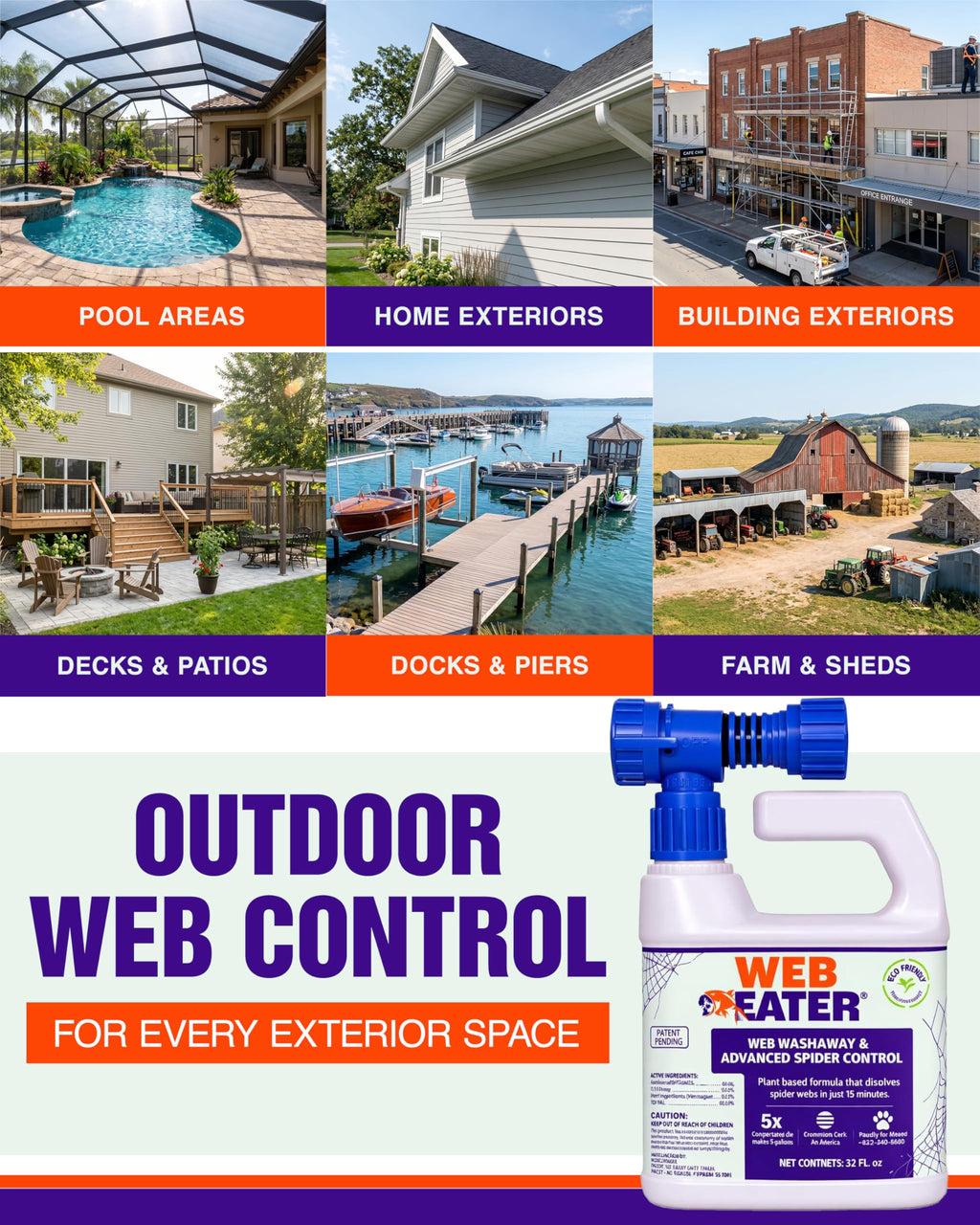 Advanced Outdoor Spider Web Dissolver and Repellent Pet Safe

