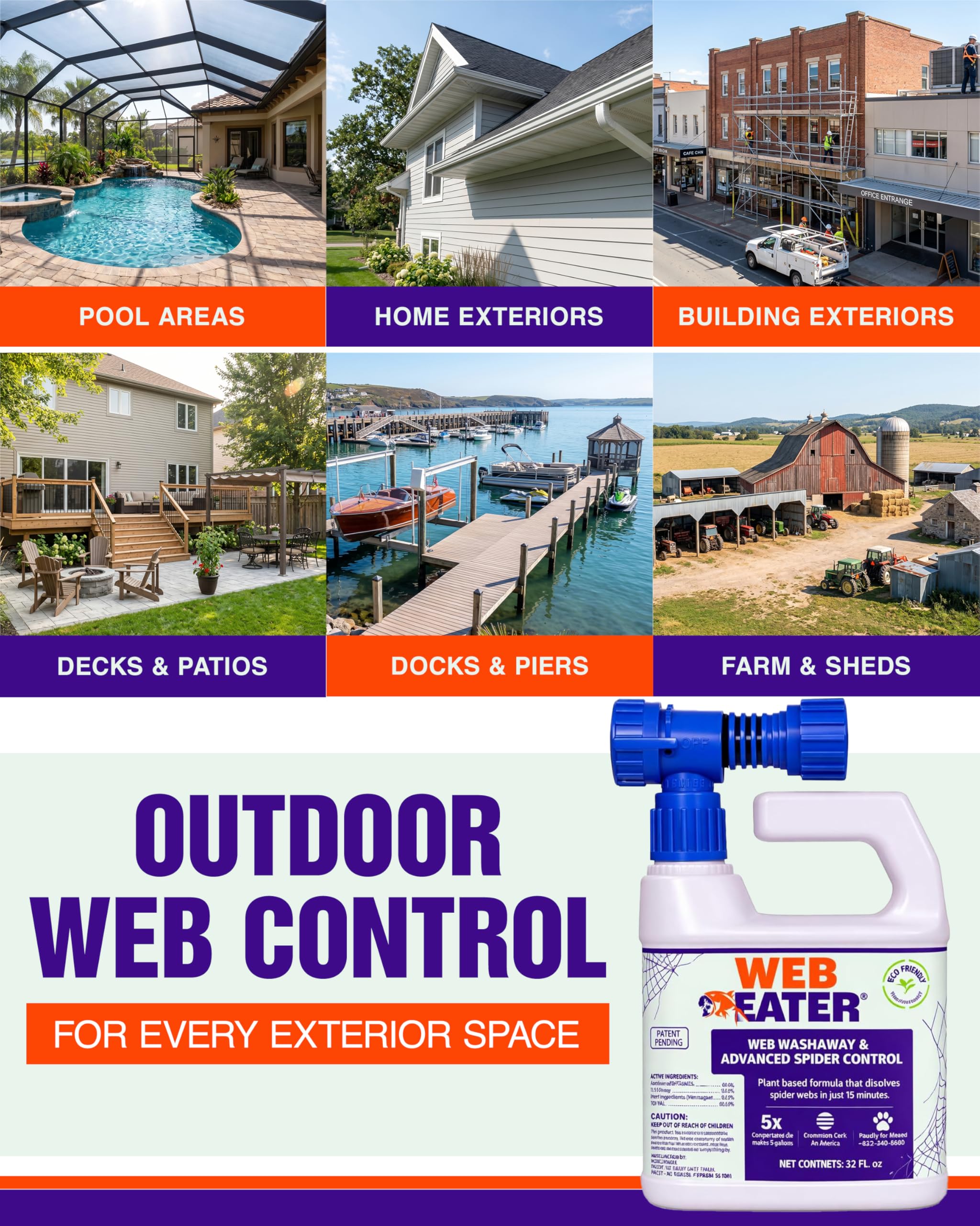 Advanced Outdoor Spider Web Dissolver and Repellent Pet Safe

