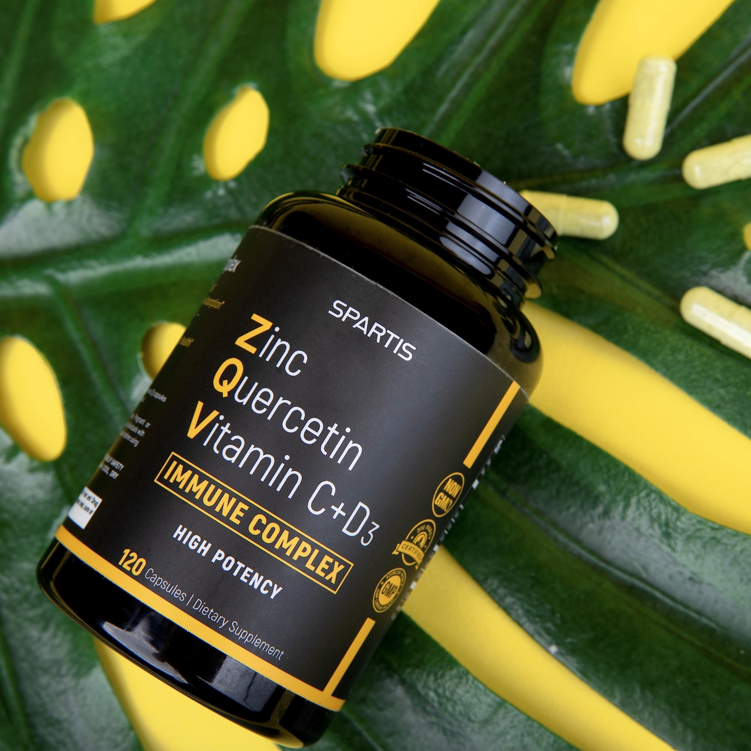 SPARTIS Zinc Quercetin Immune Support with C, D3, Bromelain

