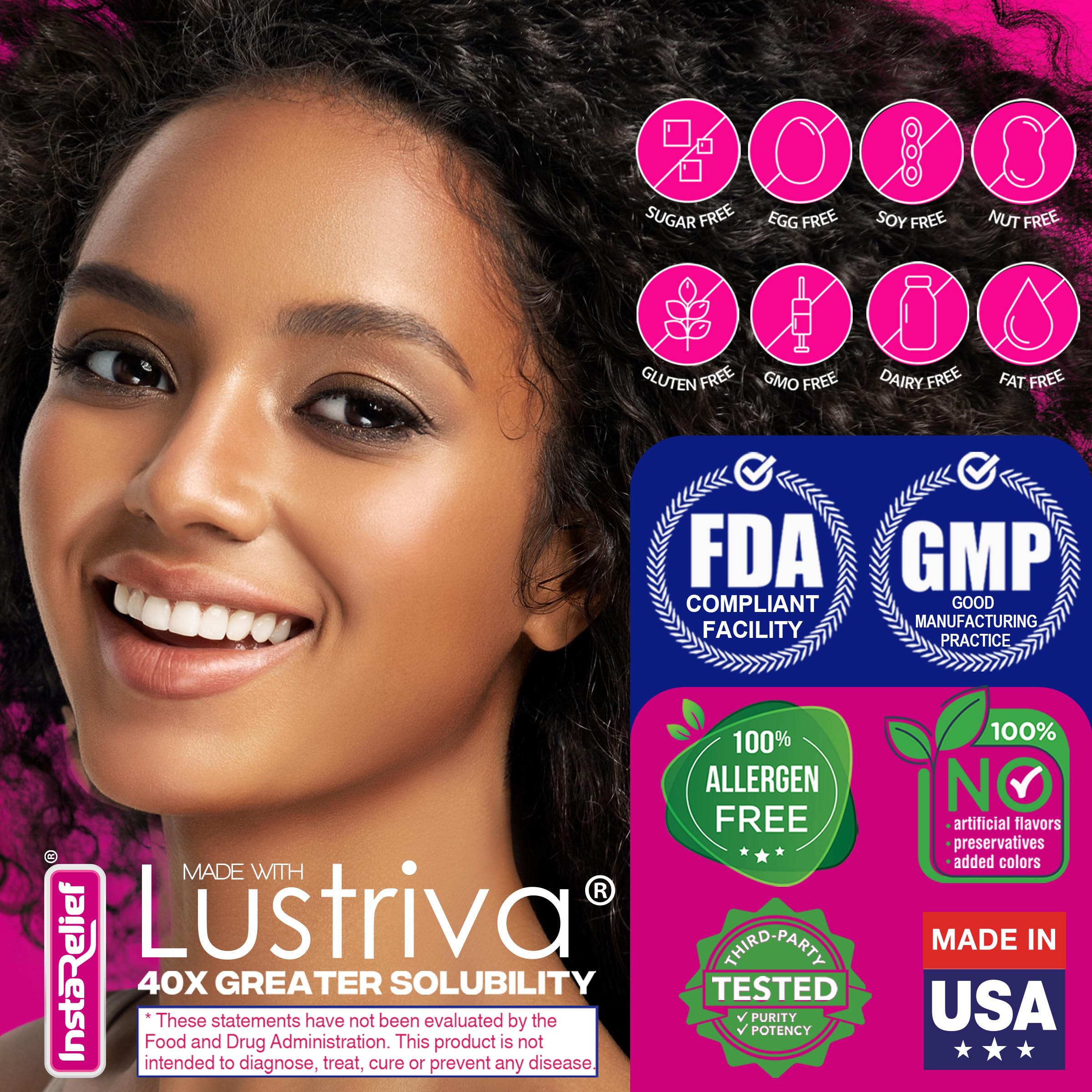 InstaRelief Hair Growth Supplement with Lustriva

