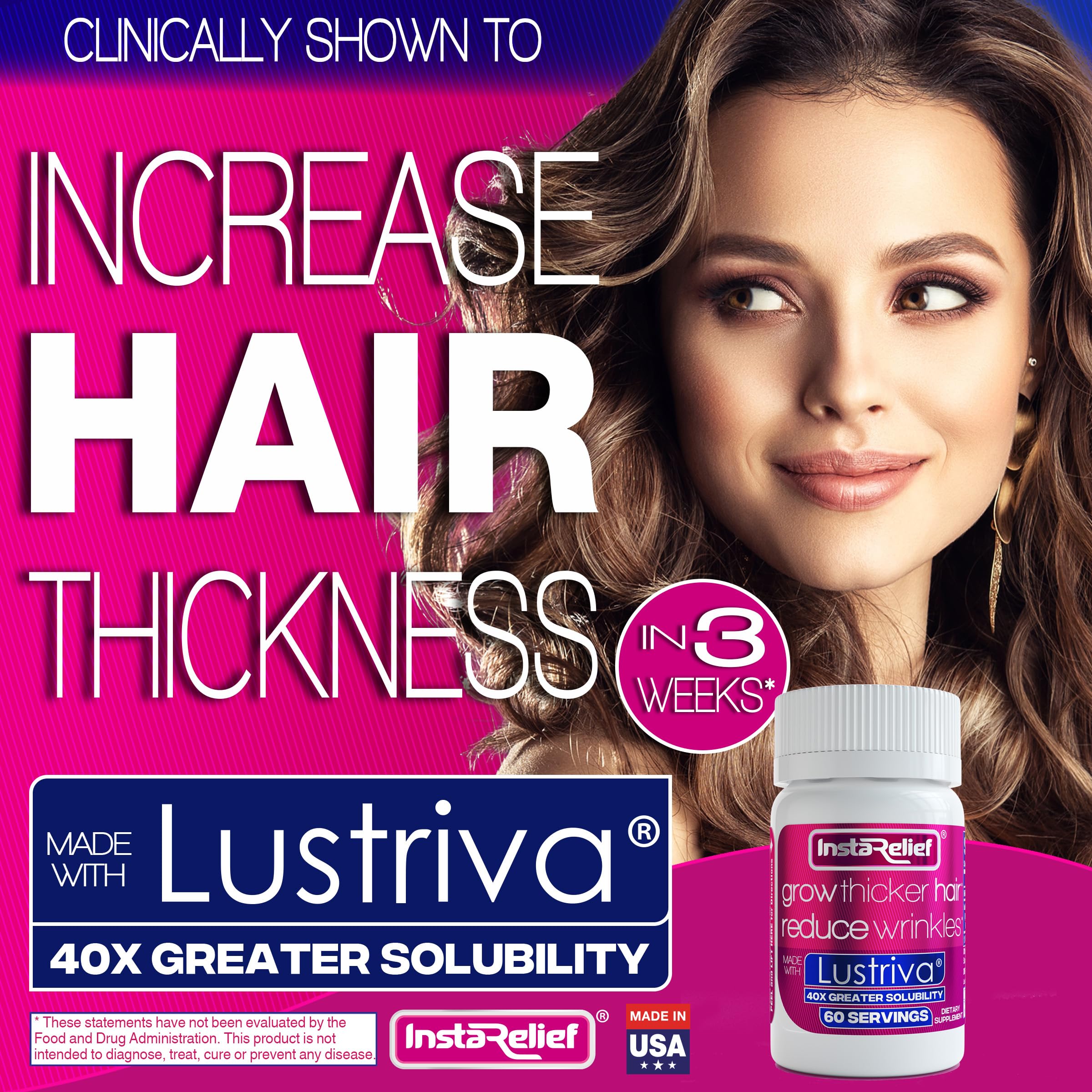 InstaRelief Hair Growth Supplement with Lustriva

