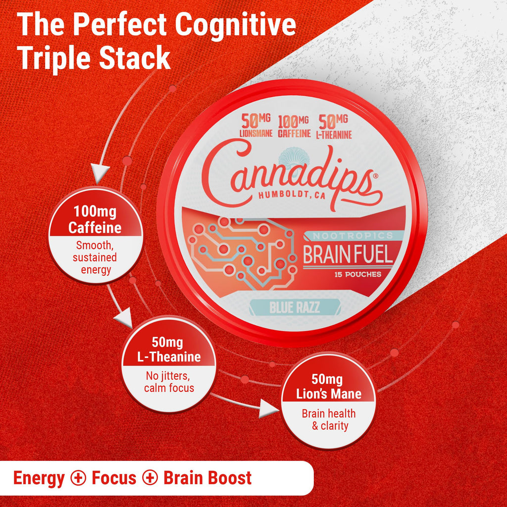 Cannadips Brain Fuel Nootropic Caffeine Pouches | Focus

