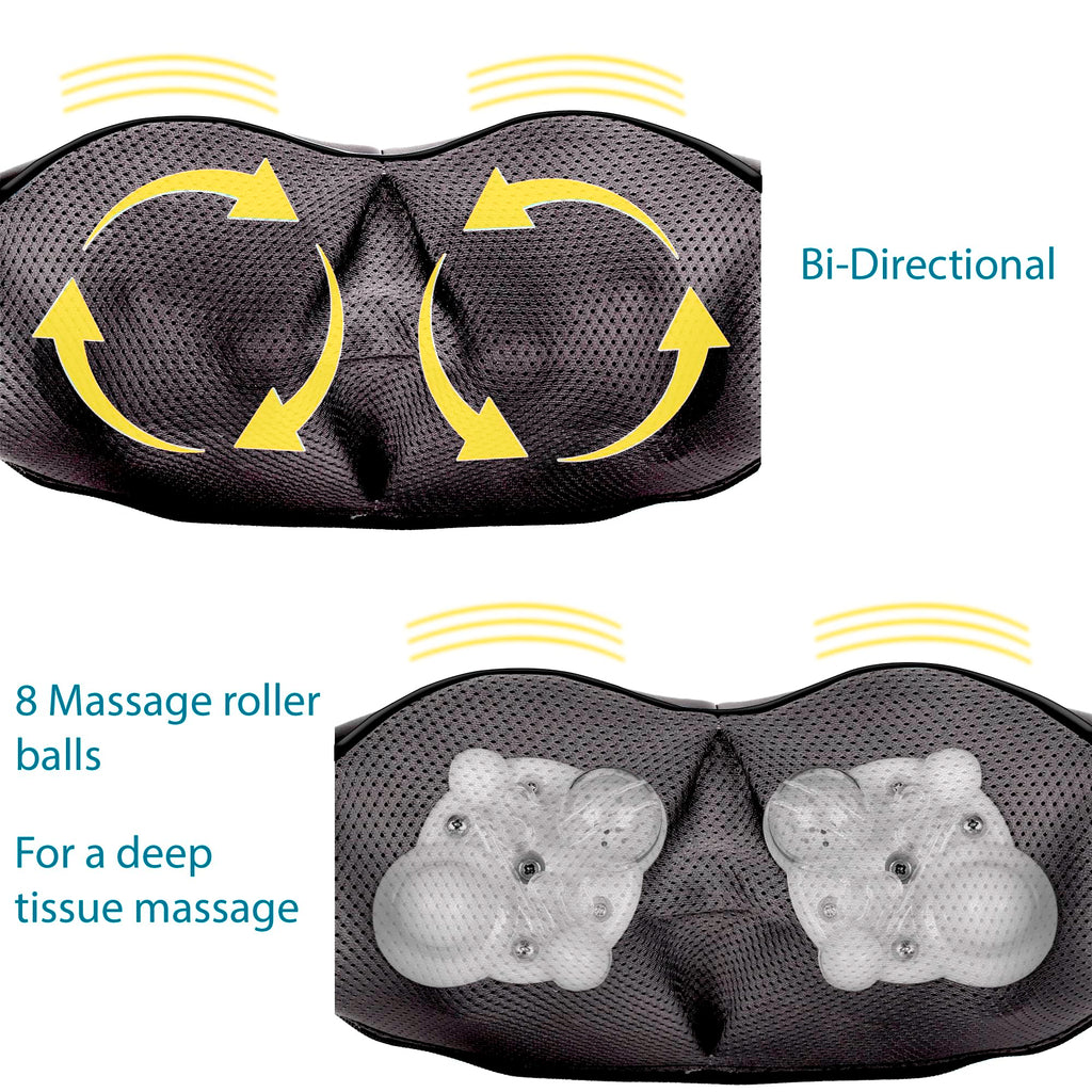 InvoSpa Shiatsu Massager with Heat - Deep Tissue Neck & Back


