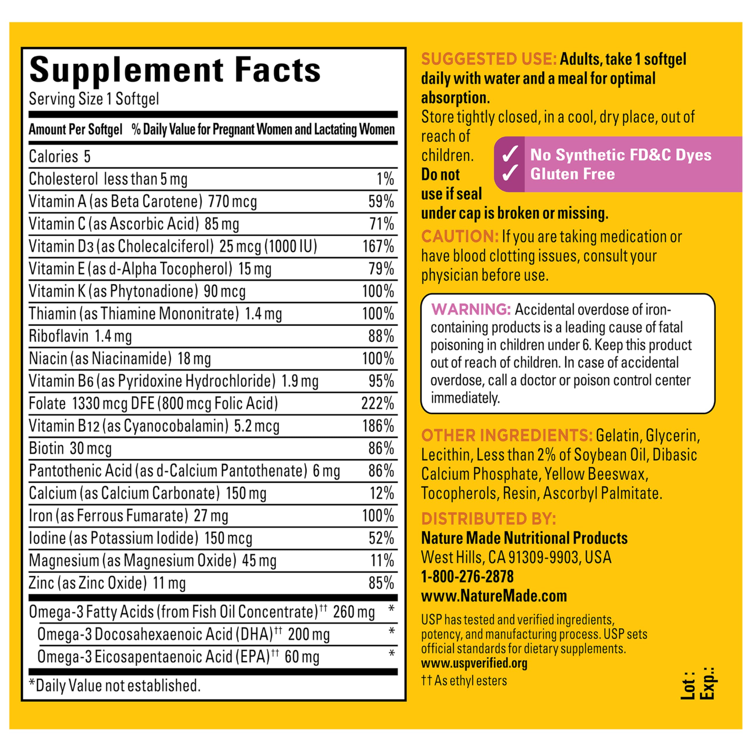 Nature Made Prenatal Vitamins with Folic Acid + DHA

