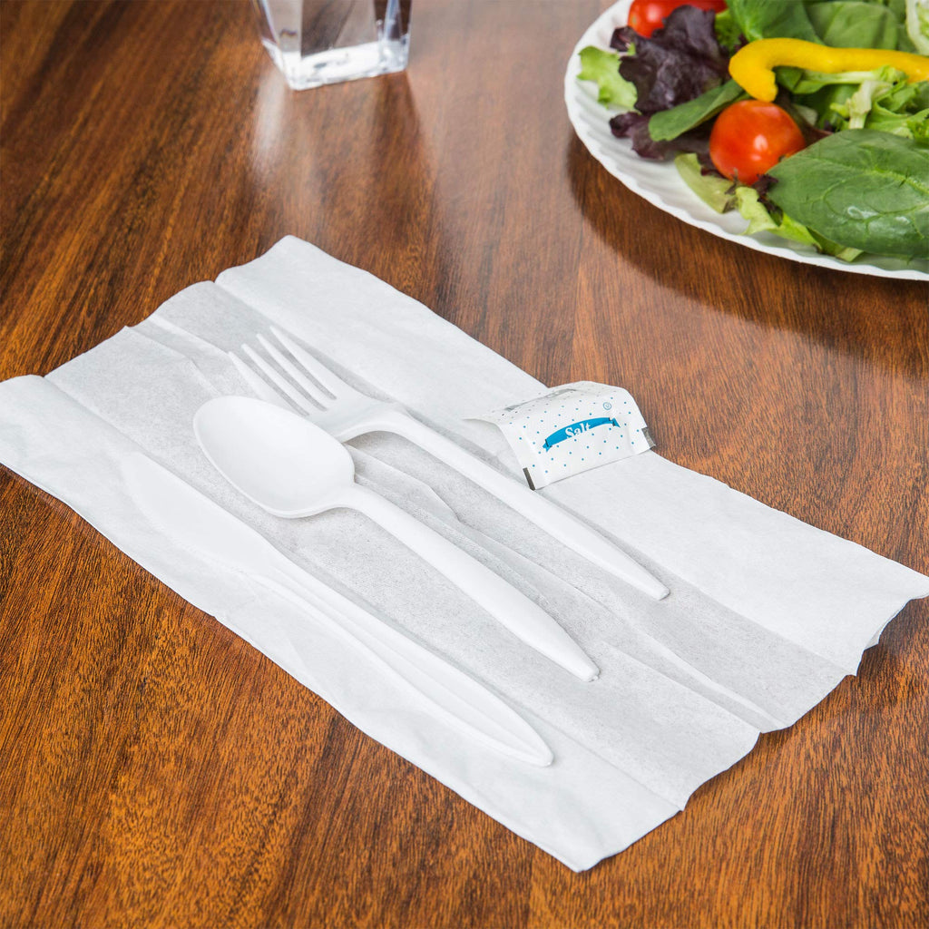 KitchenDine Wrapped Disposable Cutlery Set with Napkin

