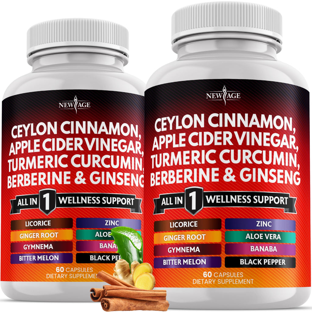 New Age Cinnamon Turmeric Apple Cider Vinegar Ginseng Supplement

