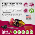 USDA Organic Vitamin B12 Sublingual Methylcobalamin 5000 mcg


