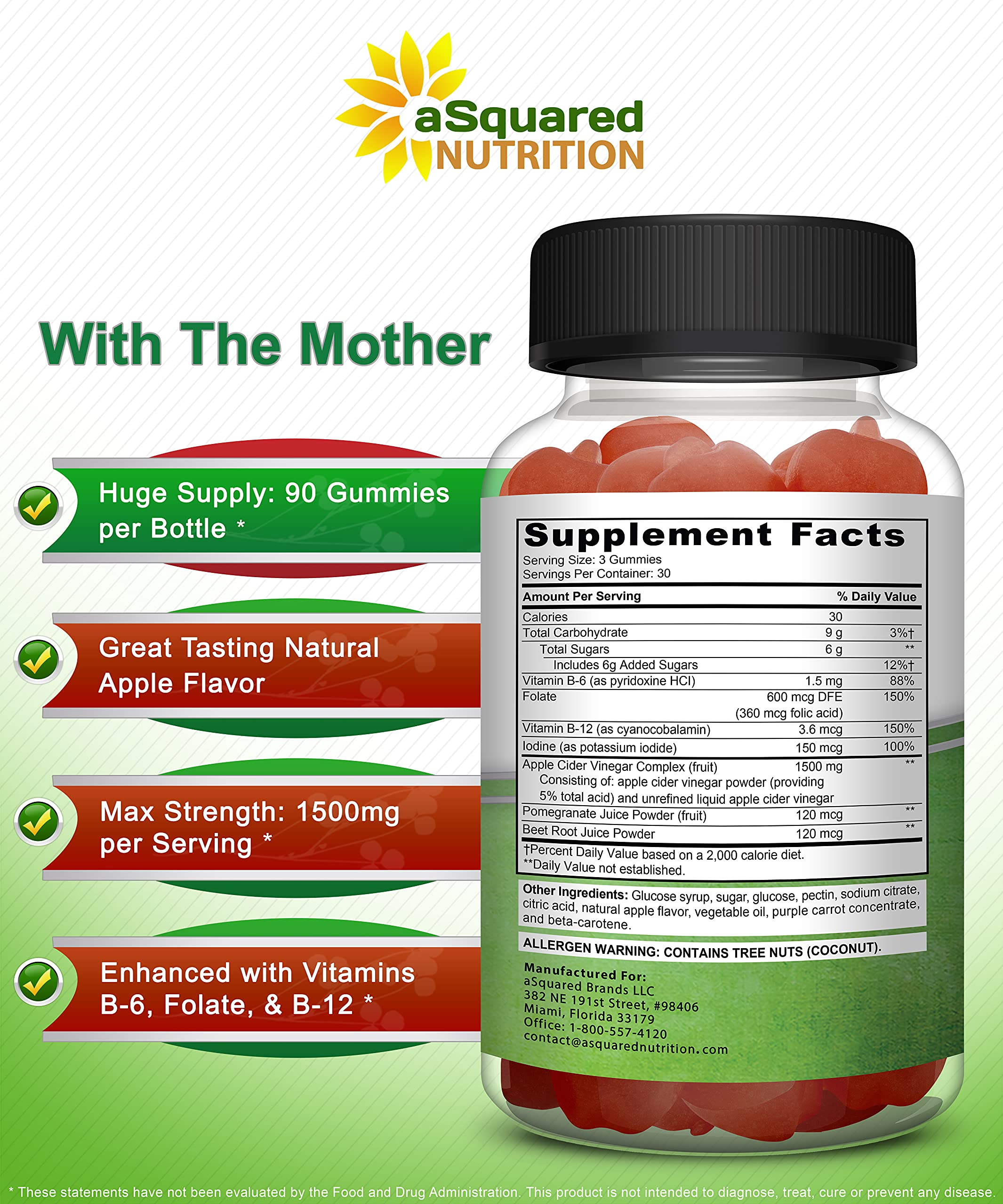 aSquared Apple Cider Vinegar Gummies with The Mother

