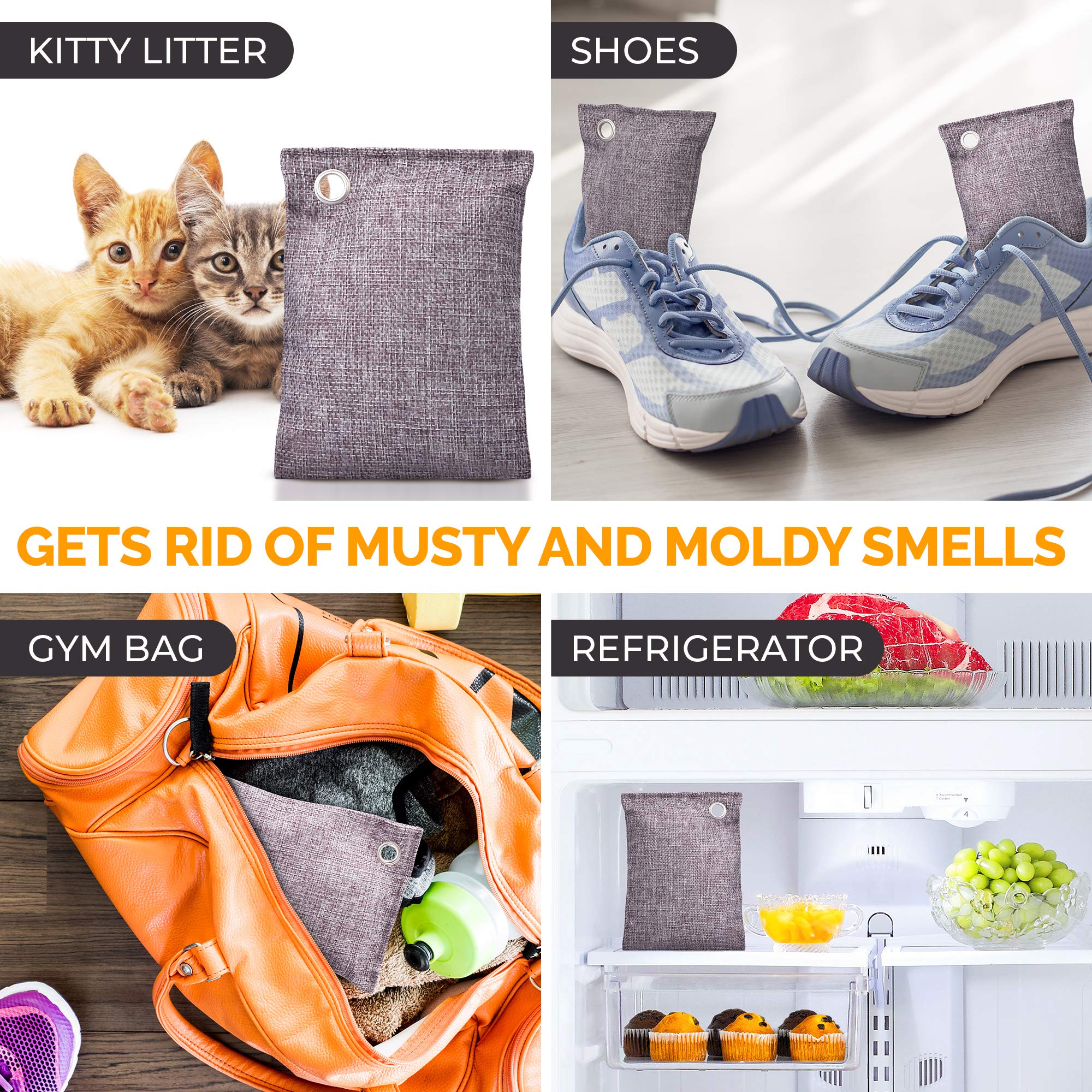 Activated Charcoal Odor Absorber Bags with Hooks

