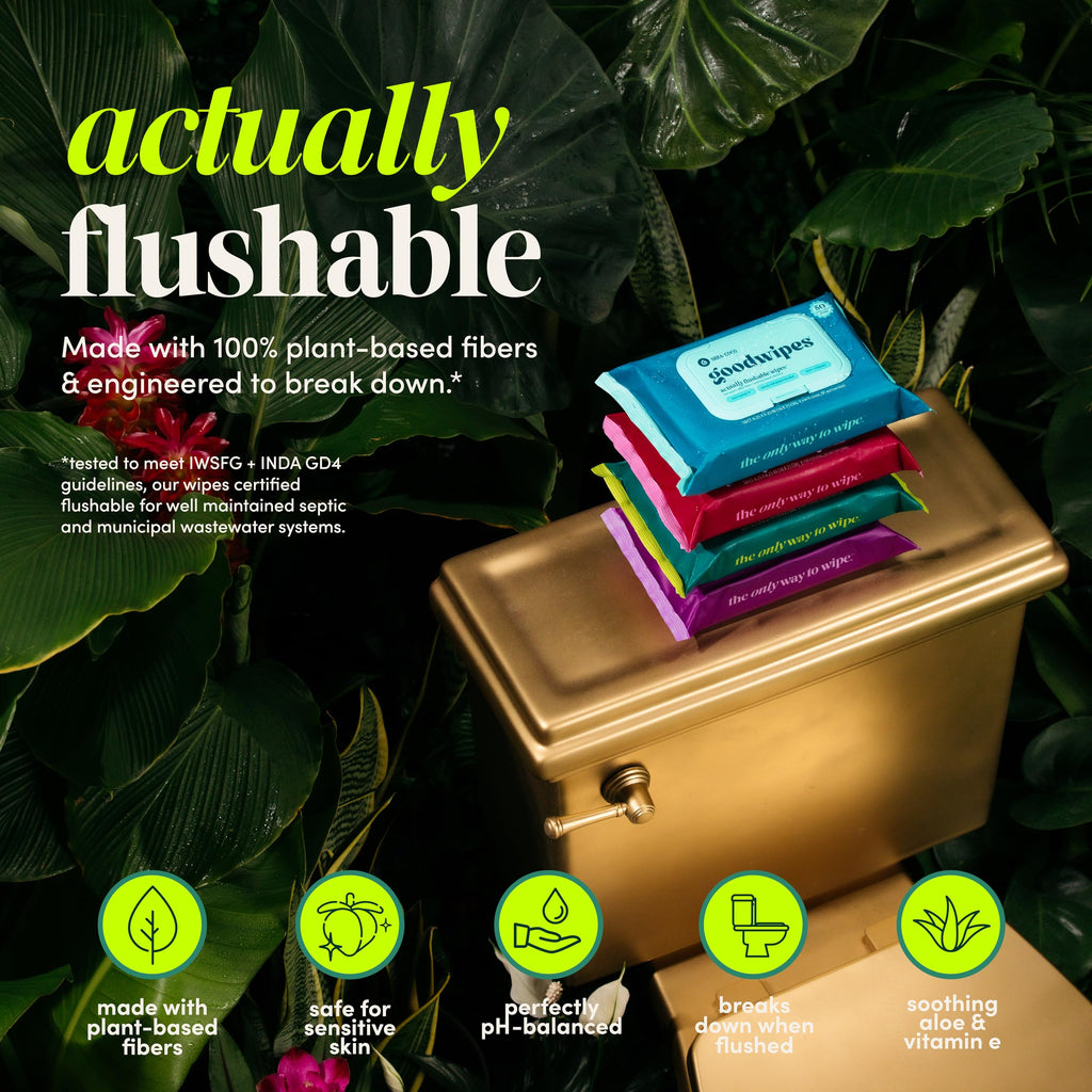 goodwipes Flushable Butt Wipes - Sewer & Septic Safe

