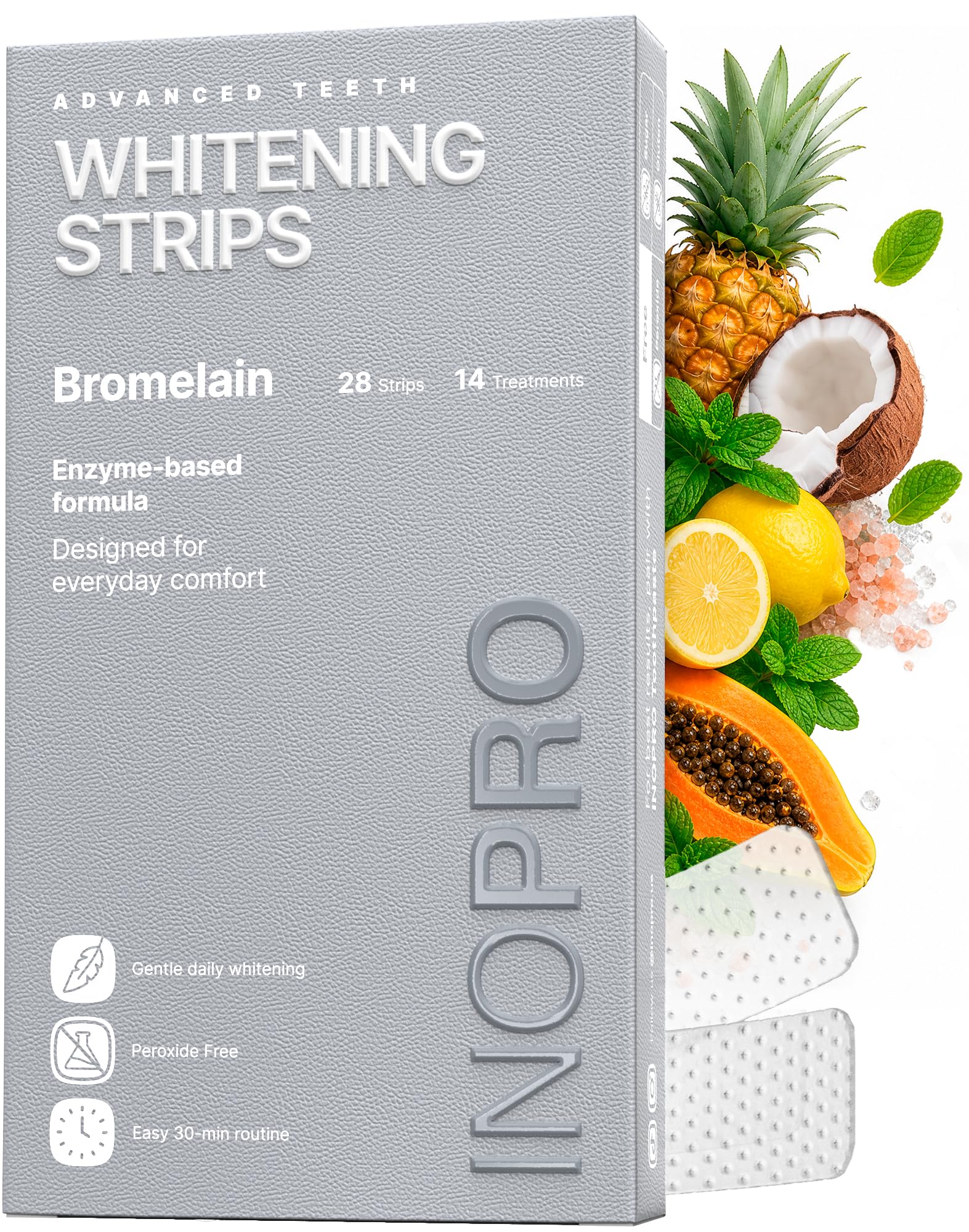 InoPro Natural Teeth Whitening Strips for Sensitive Teeth - Peroxide-Free