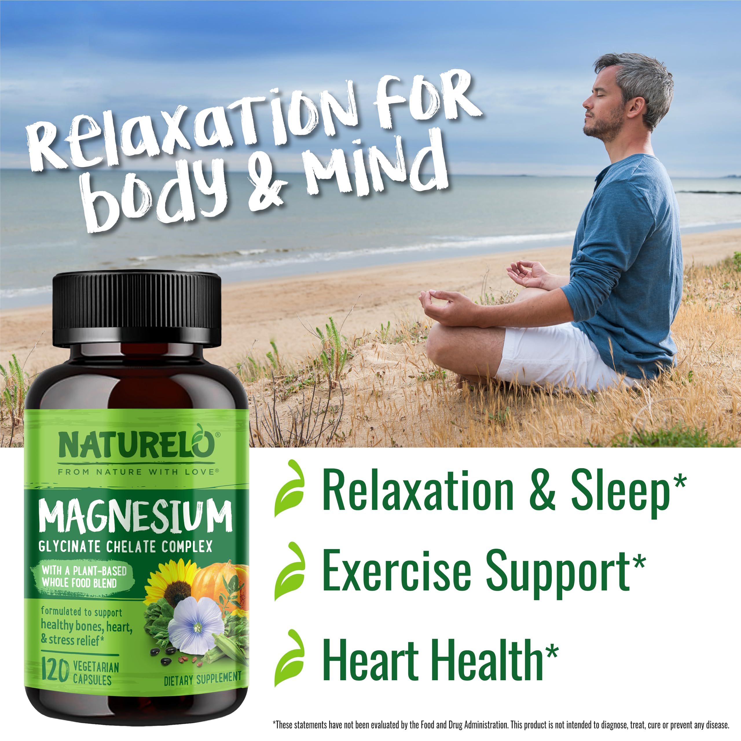 Naturelo Magnesium Glycinate Chelate Complex - Sleep & Calm

