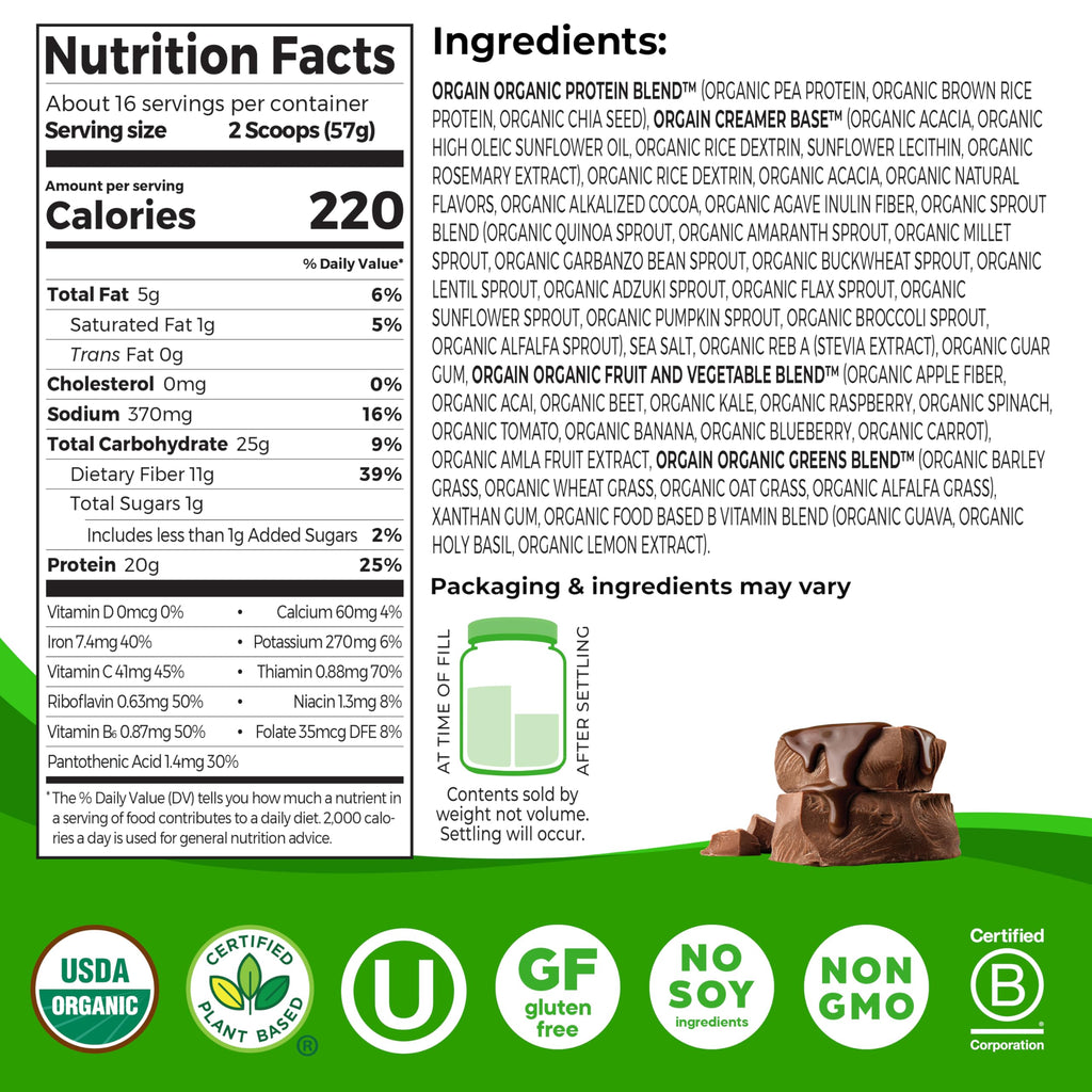 Orgain Organic Vegan Meal Replacement Protein Powder

