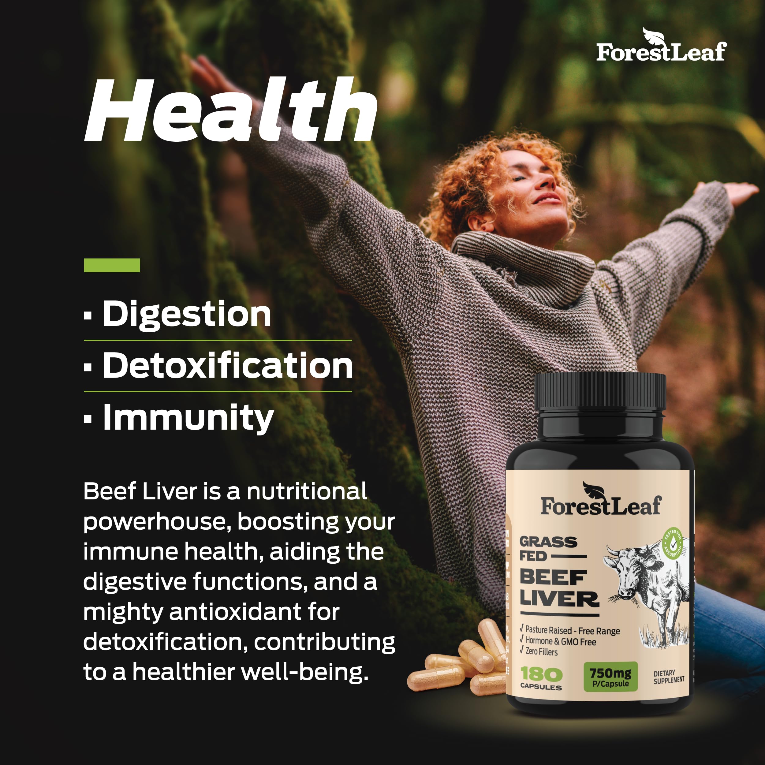 ForestLeaf Grass-Fed Beef Liver Capsules Immunity Support

