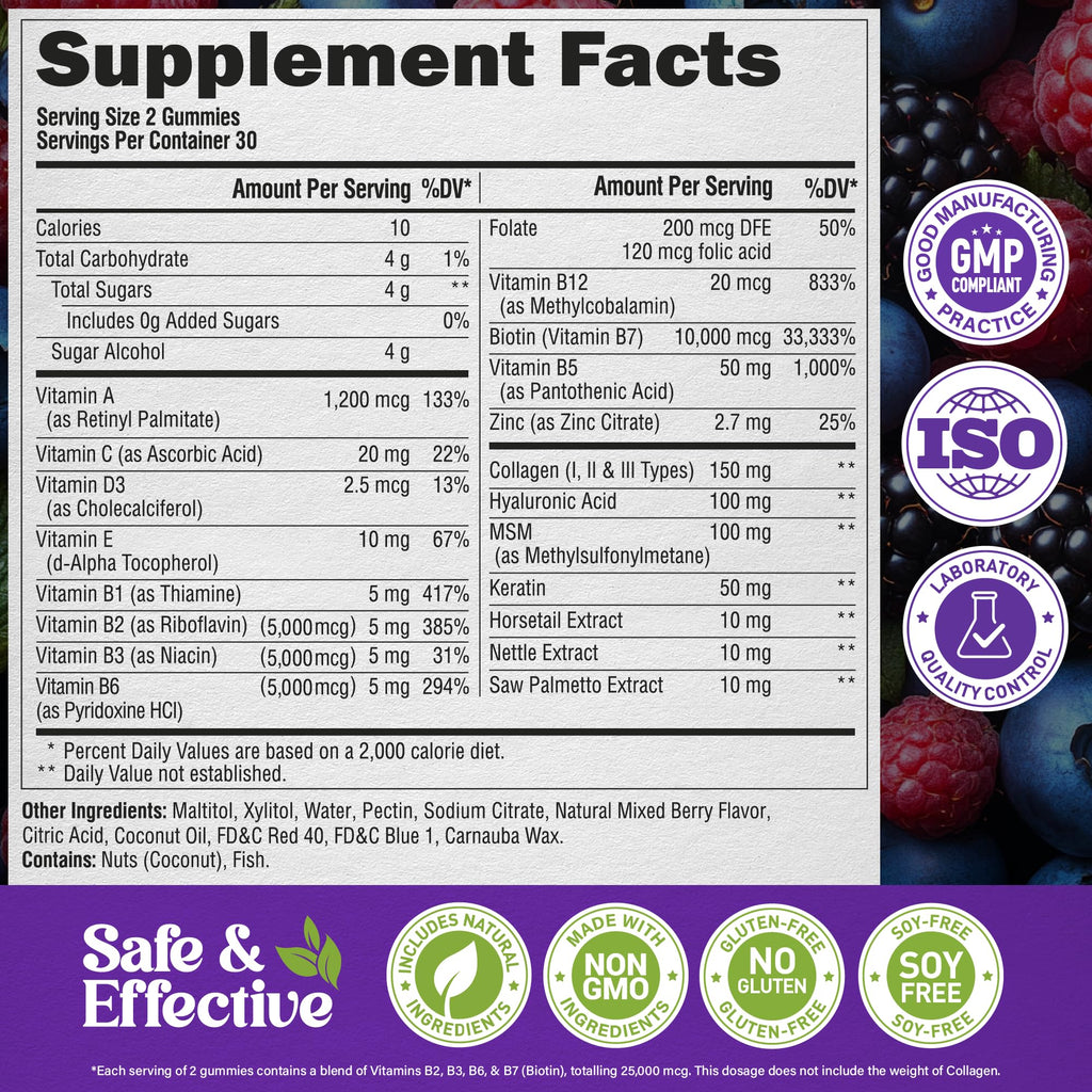 Biotin Gummies with Collagen for Hair & Skin Support

