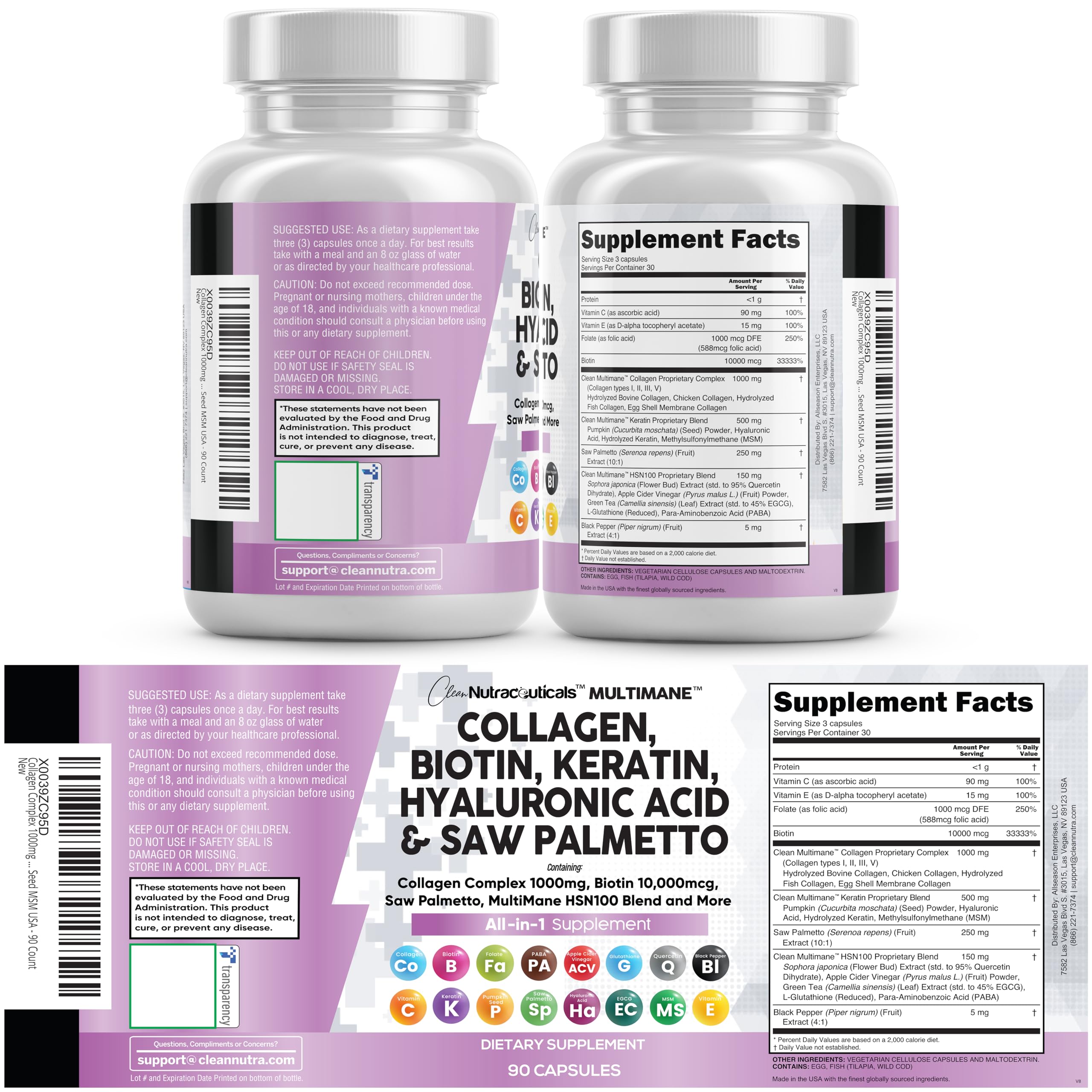 Clean Nutraceuticals Collagen Pills for Hair Skin Nails


