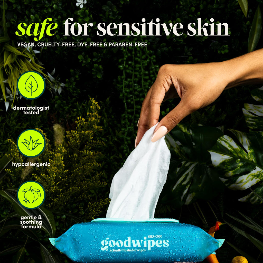 goodwipes Flushable Butt Wipes - Sewer & Septic Safe

