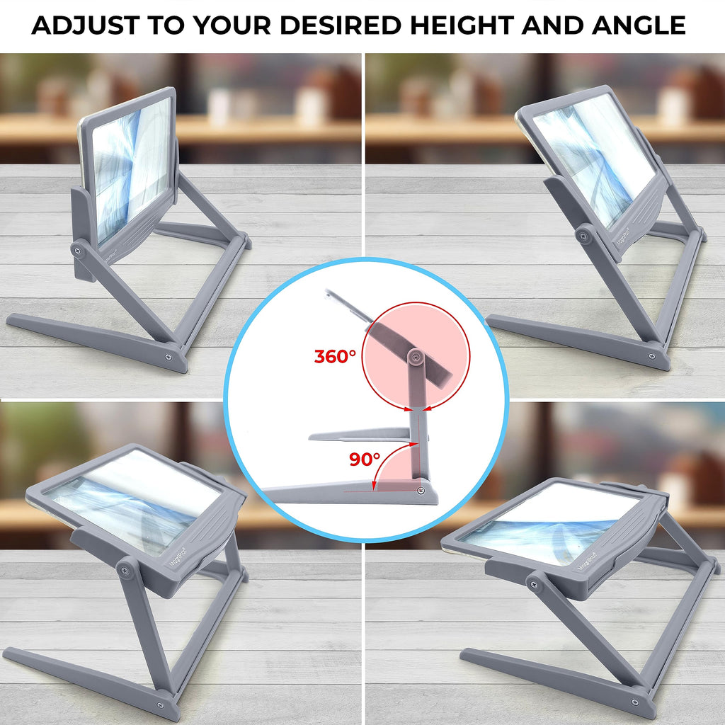 MAGNIPROS 5X LED Page Magnifier Foldable Stand | Read Easily

