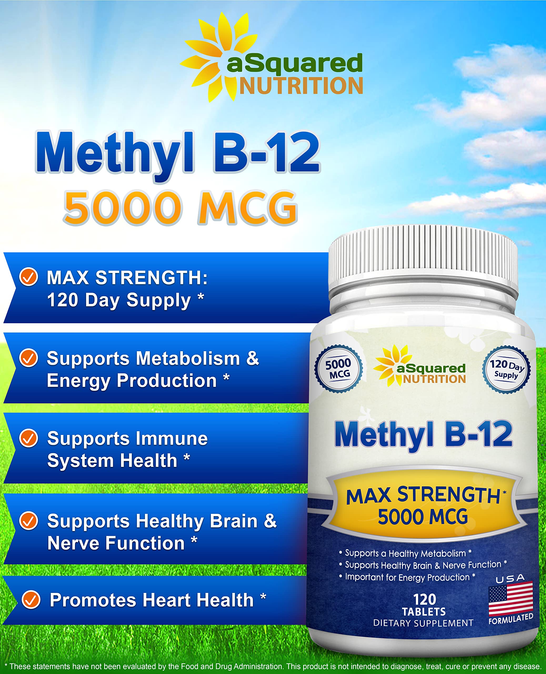 Vitamin B12 Methylcobalamin Supplement by aSquared Nutrition

