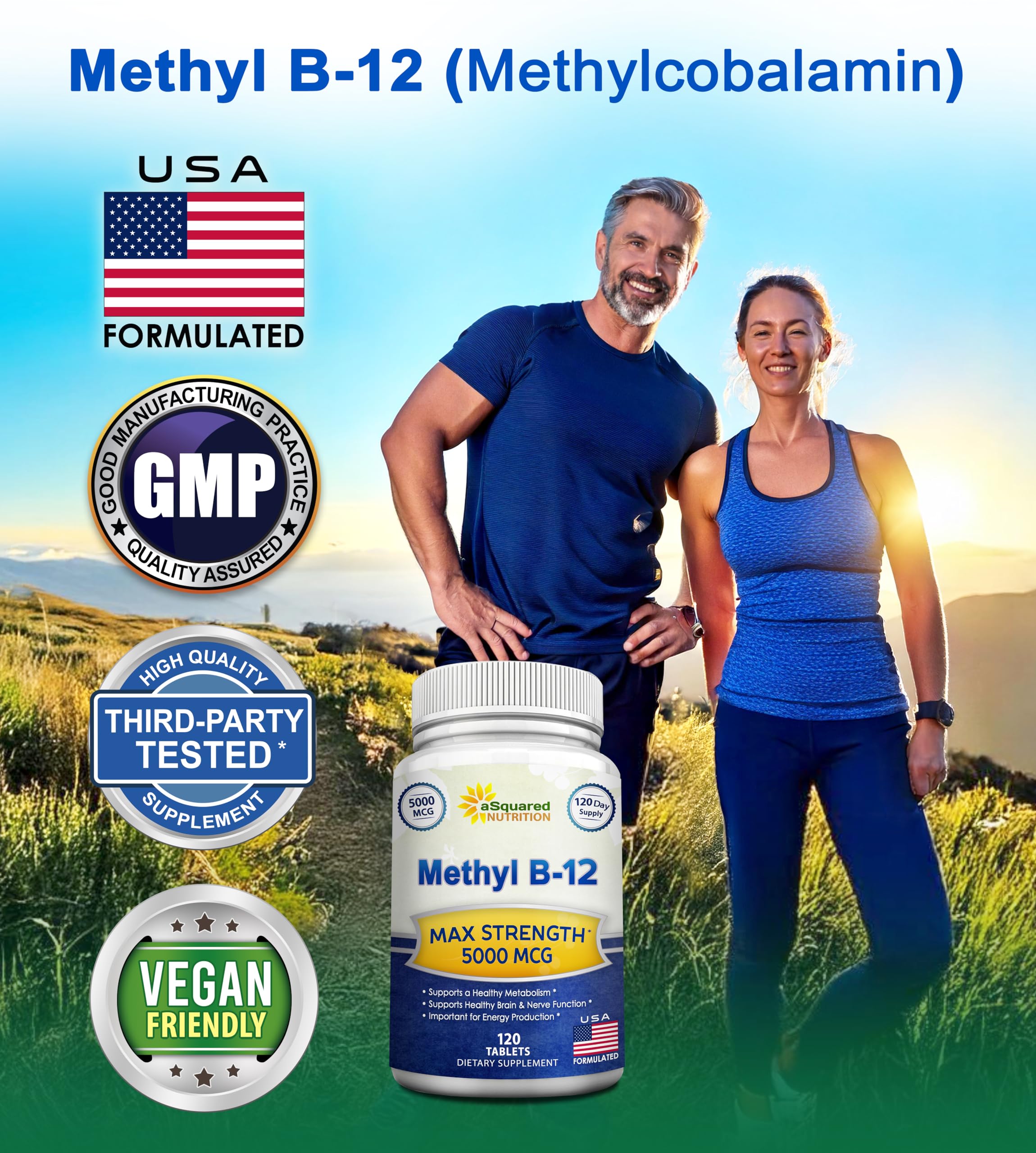 Vitamin B12 Methylcobalamin Supplement by aSquared Nutrition

