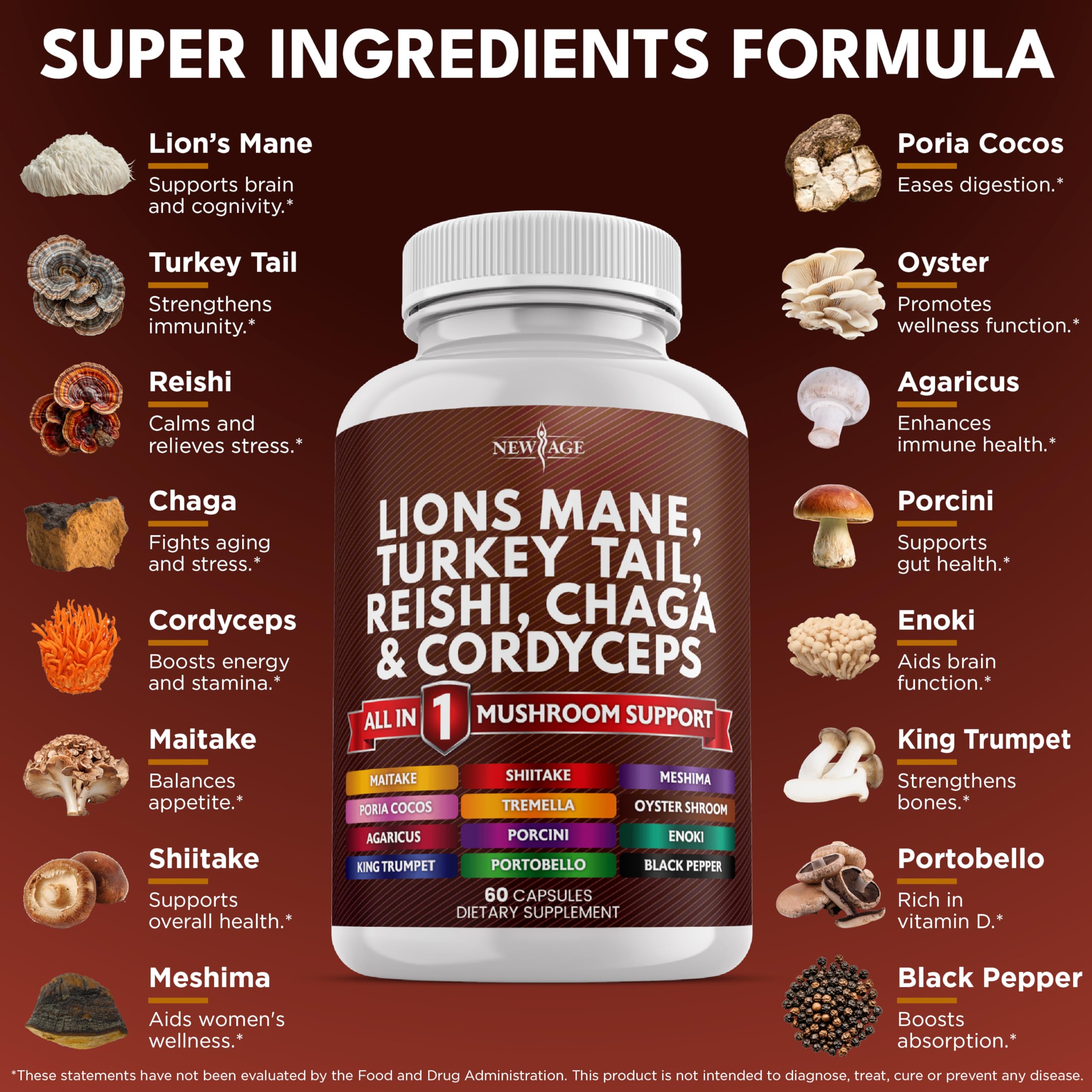 New Age Lion's Mane Mushroom Supplement

