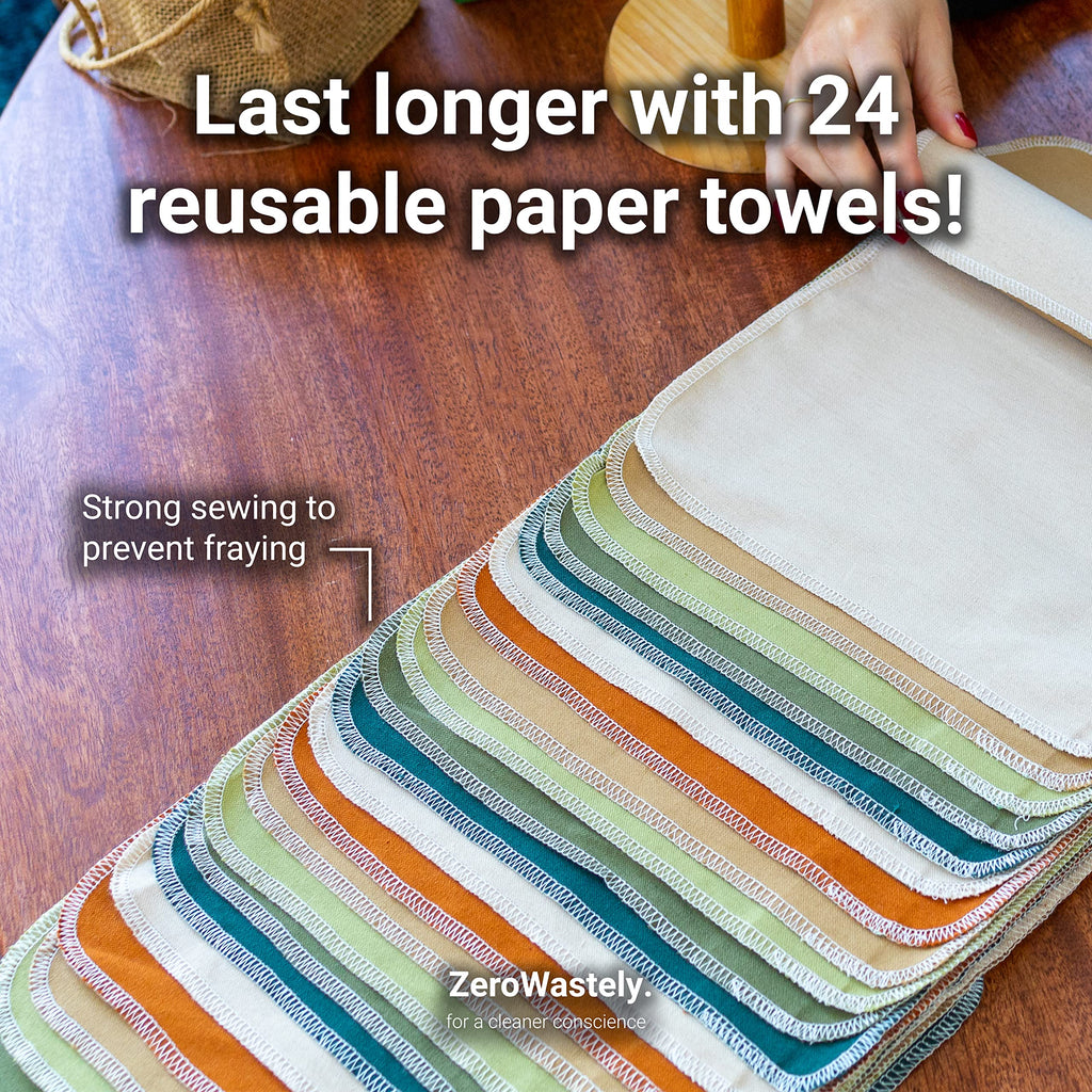 Reusable Paper Towels – Soft Cotton Washable Kitchen Towels

