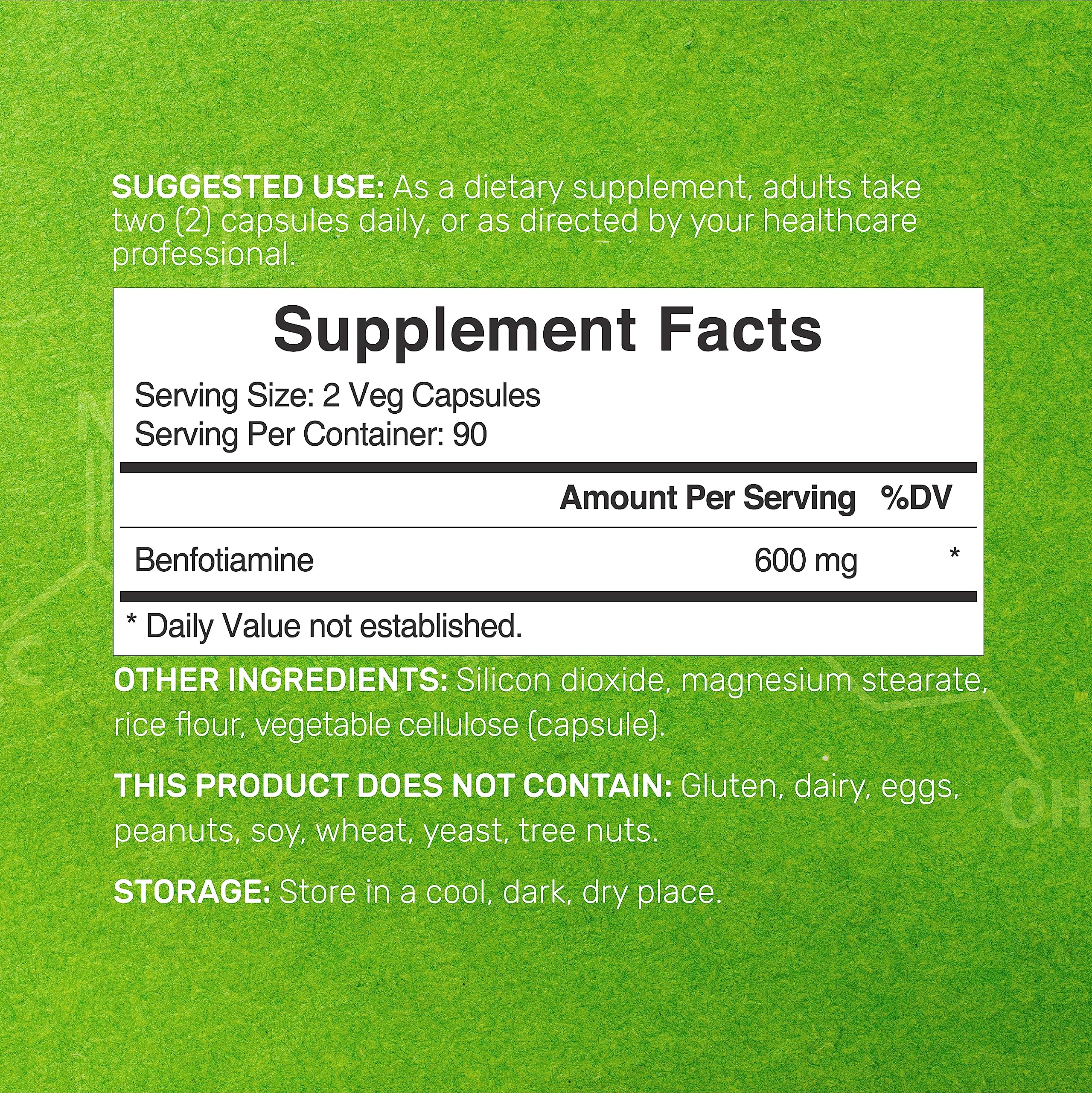 Benfotiamine Vitamin B1 Supplement - Vegan Non-GMO

