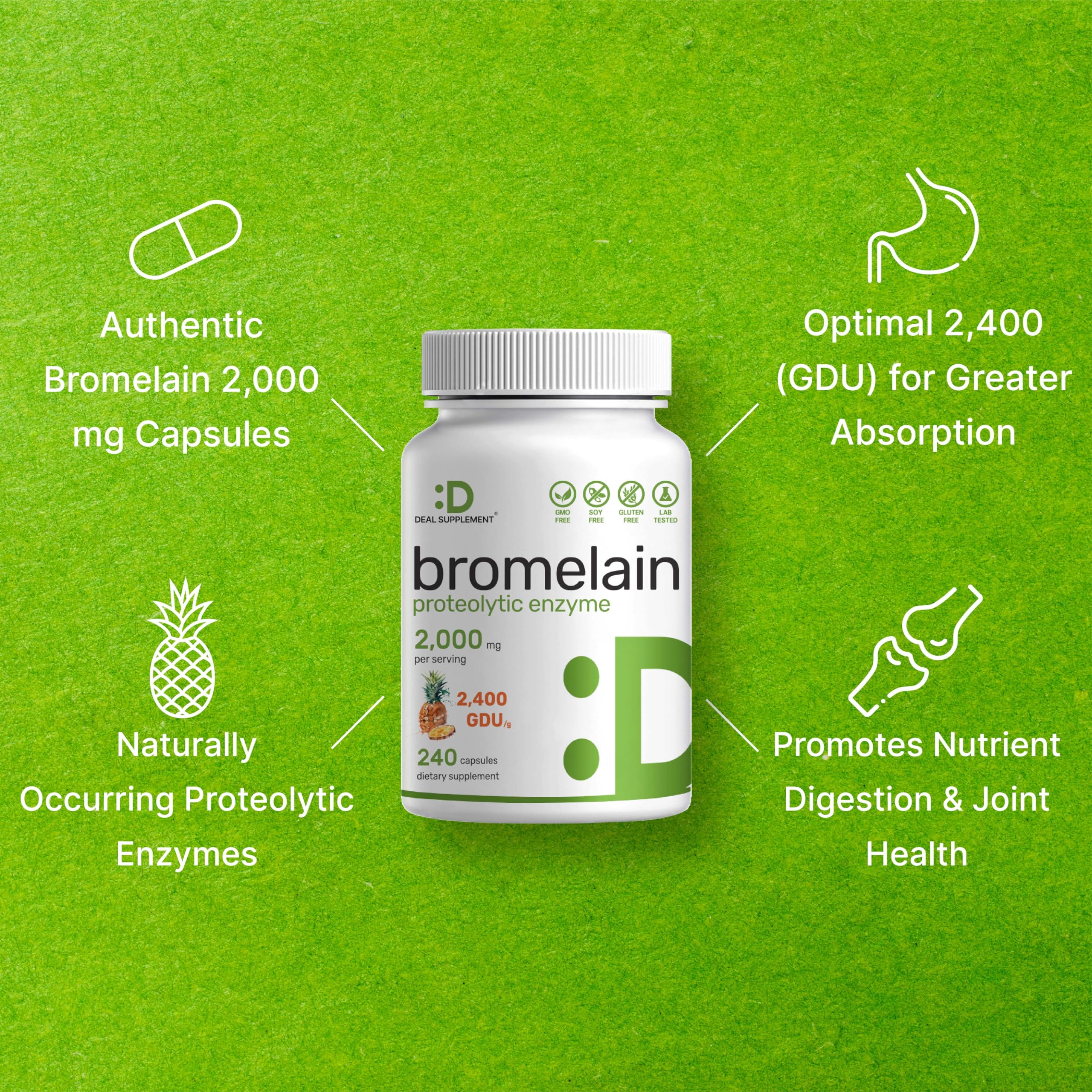 Bromelain Supplement Pineapple Enzyme for Digestion

